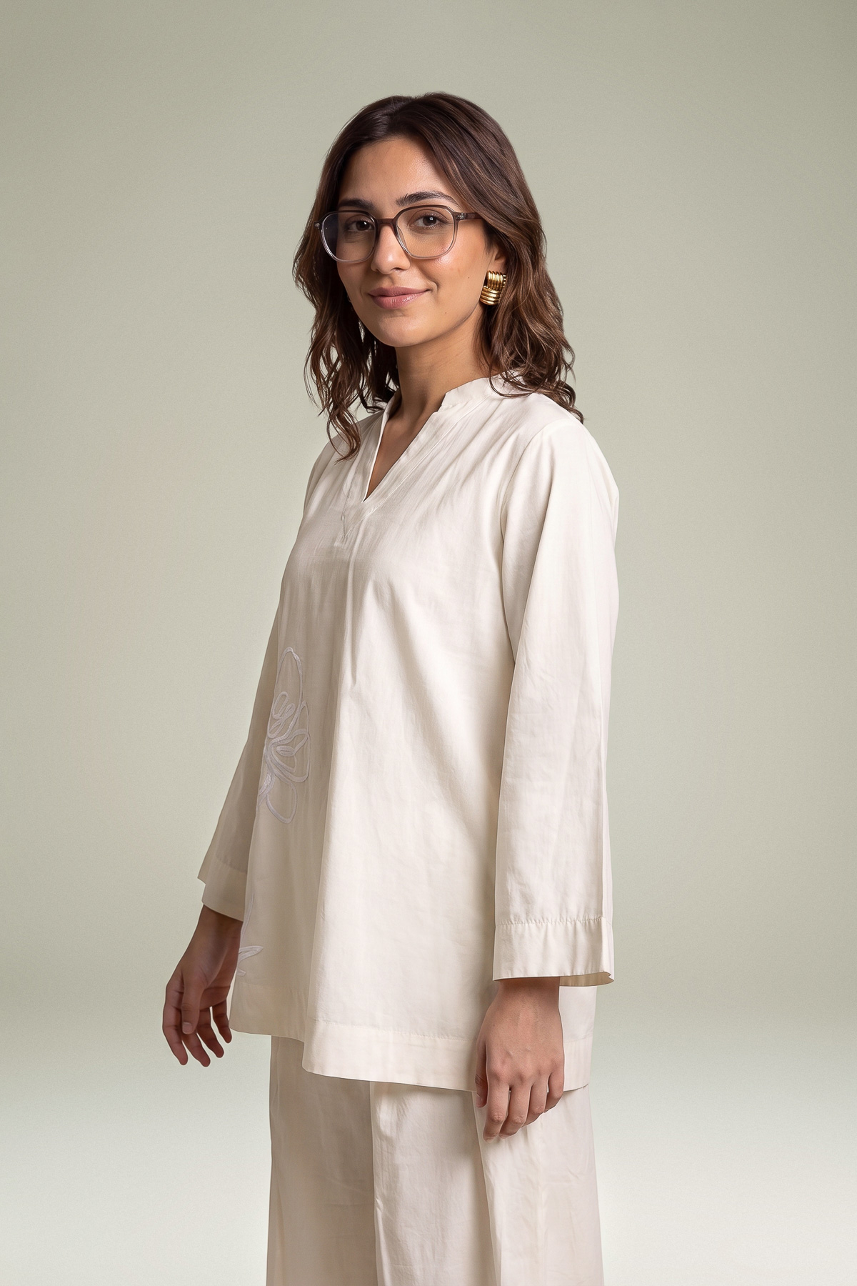 Dyed Poplin Short Poplin Kurta - 8-26-303-A-C1-VG
