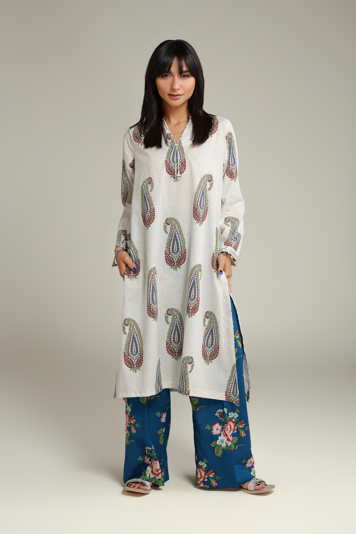 Embroidered Cambric Long Cambric Kurta - 1-26-138-A-D-VG