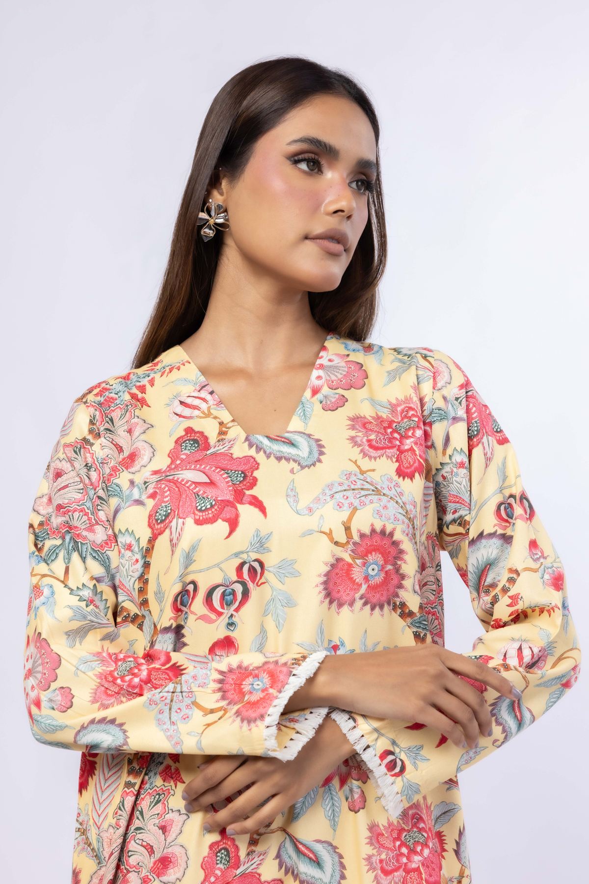 Printed Viscose Crepe Kurta - 25-04E48-07TA-VG