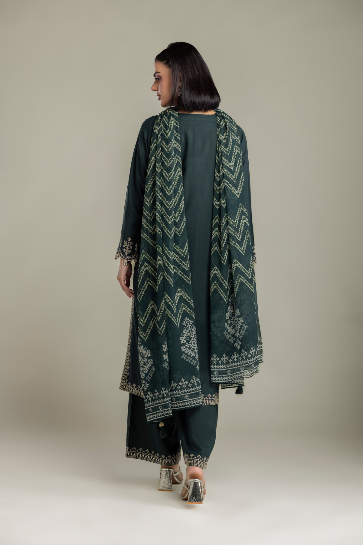 Embroidered Raw Silk 3-Piece Tailored Set - 1-26-408-A-B1-VG