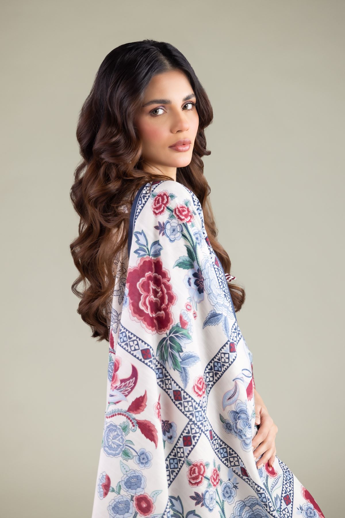 Embroidered Textured Cotton Floral Geometric Dupatta - 1-26-119-A-B-VG