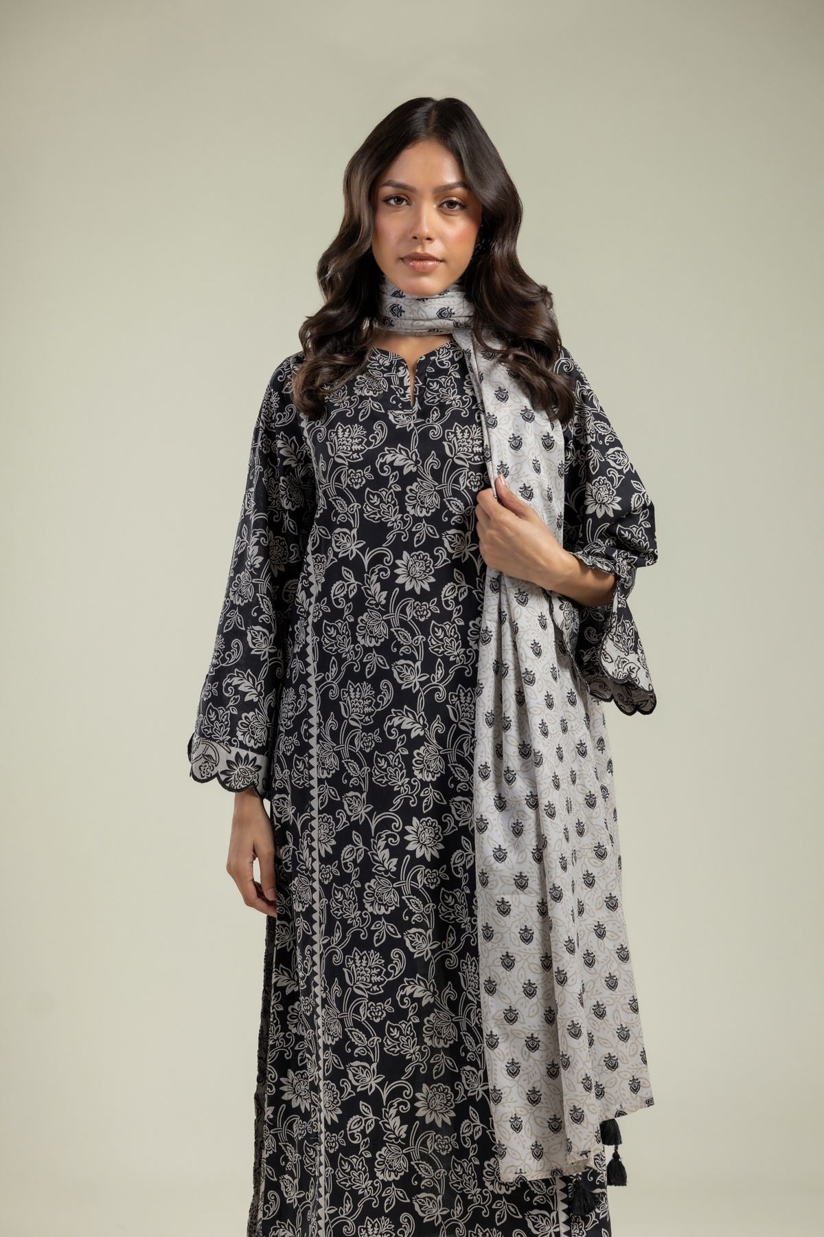Printed Cambric Black Cambric Kurta - 1-26-201-A-G-VG