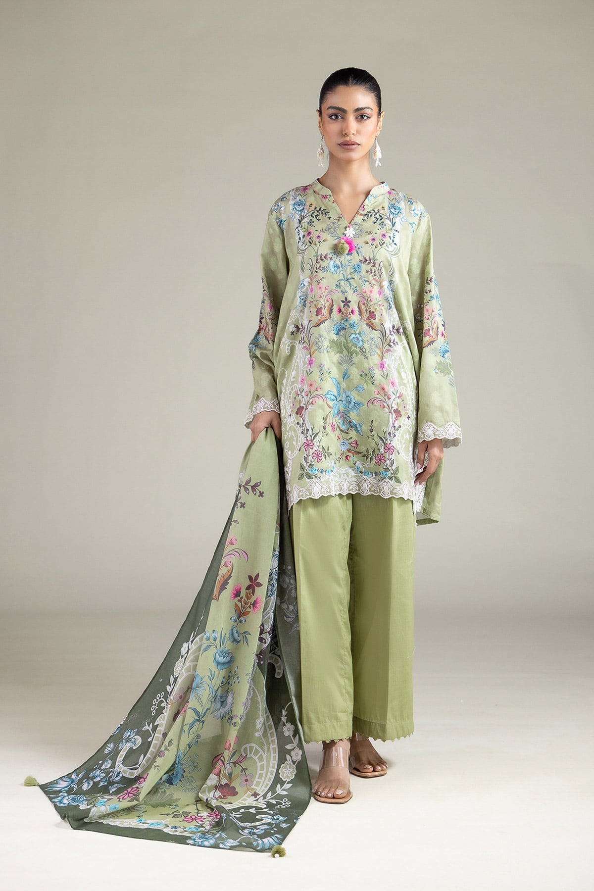 Embroidered Broshia Fabrics 3 Piece - T-A33-26-207FD1-VG