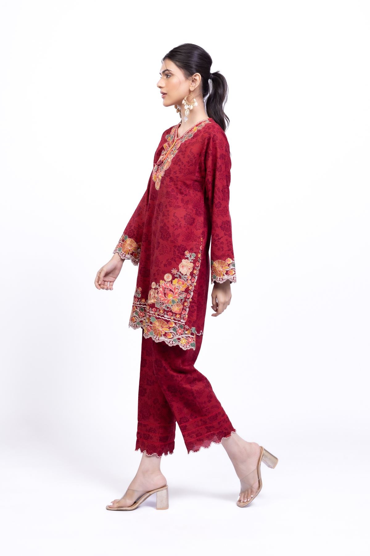 Printed Khaddar Pants - 25-04E48-07TA-VG