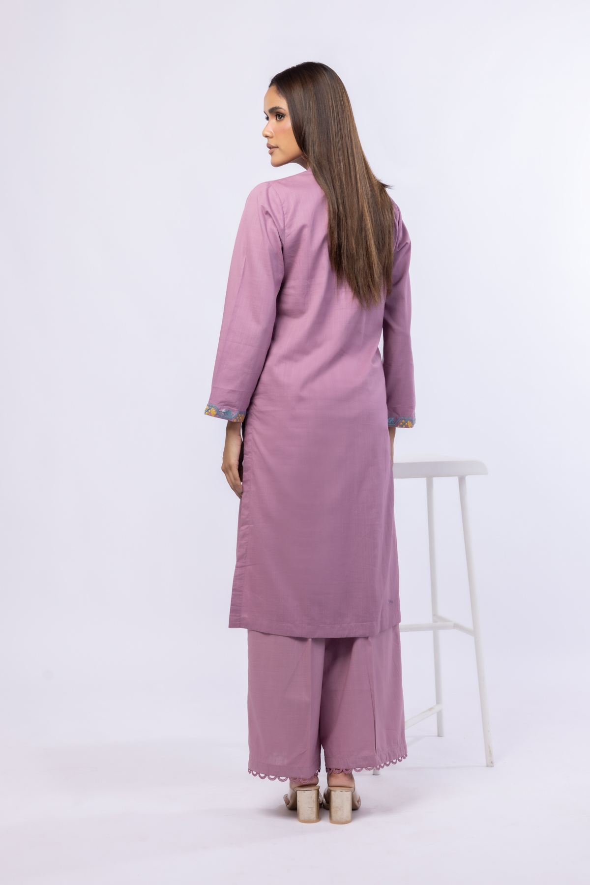 Embroidered Crosshatch Poplin Kurta - 25-09-9S3-03TA-VG