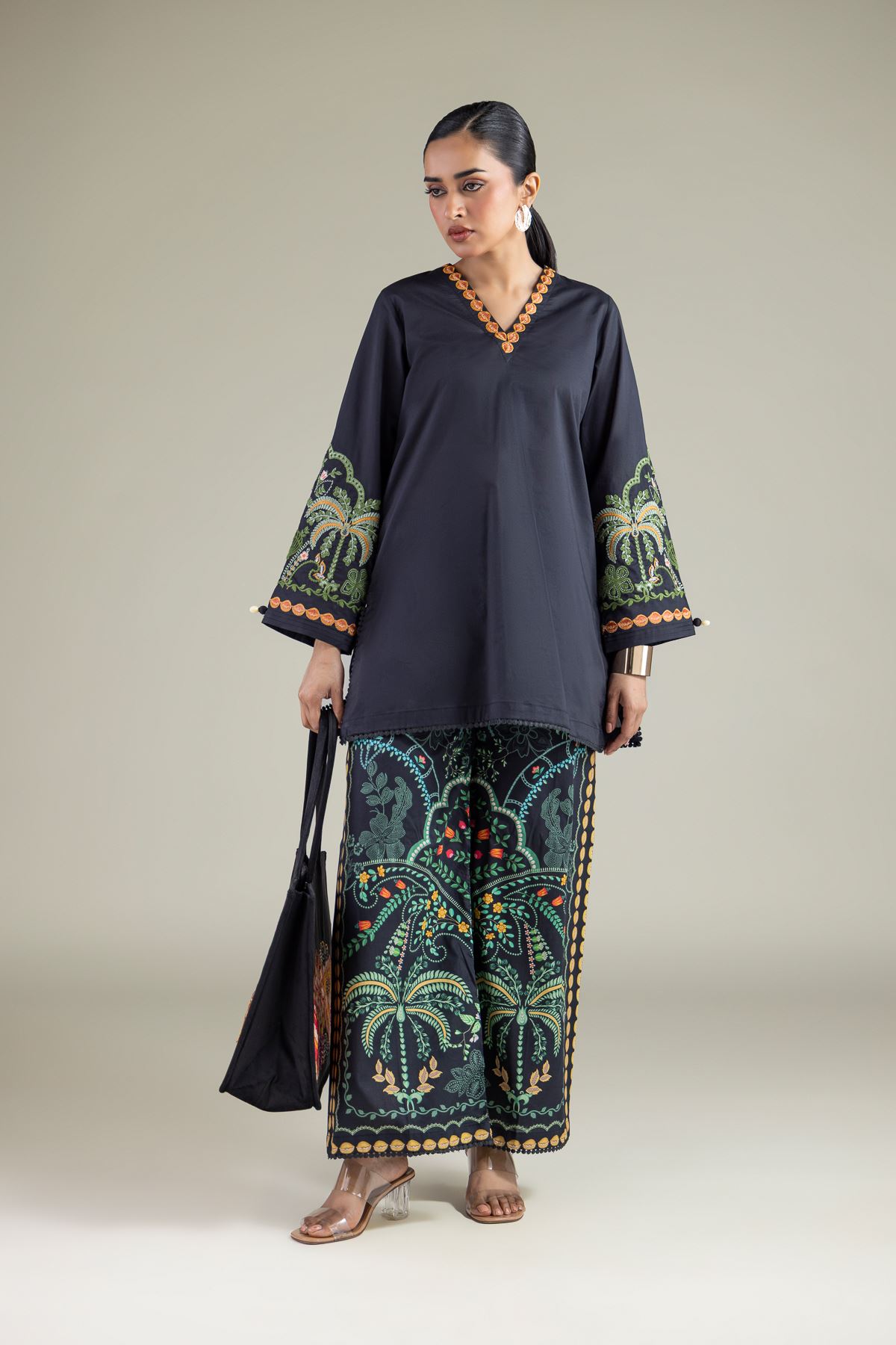 Embroidered Cambric Black Cambric Kurta - 1-26-133-A-D-VG