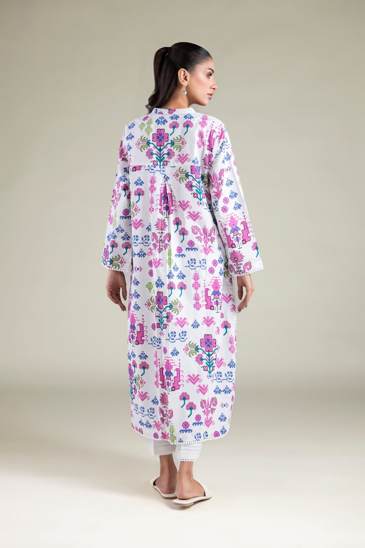 Printed Cotton Dobby Kurta - 25-07-7E4-08TB-VG