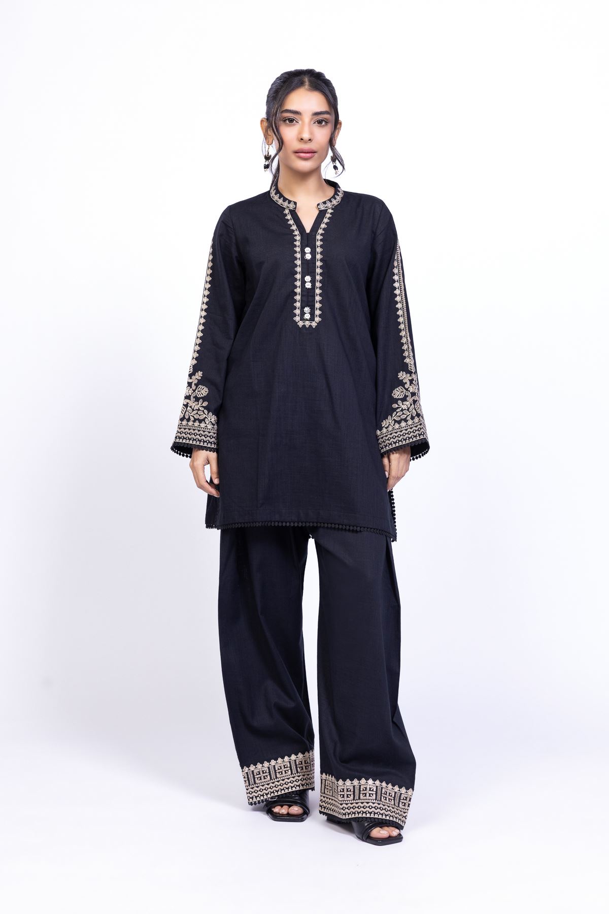 Embroidered Heavy Textured Cotton Kurta - OTD4-EX22-10TA-VG