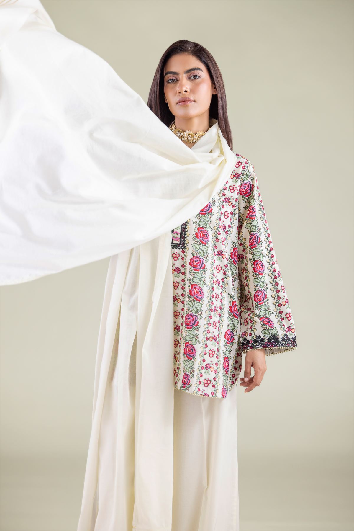 Embroidered Lawn Dupatta - 1-26-122-A-G-VG