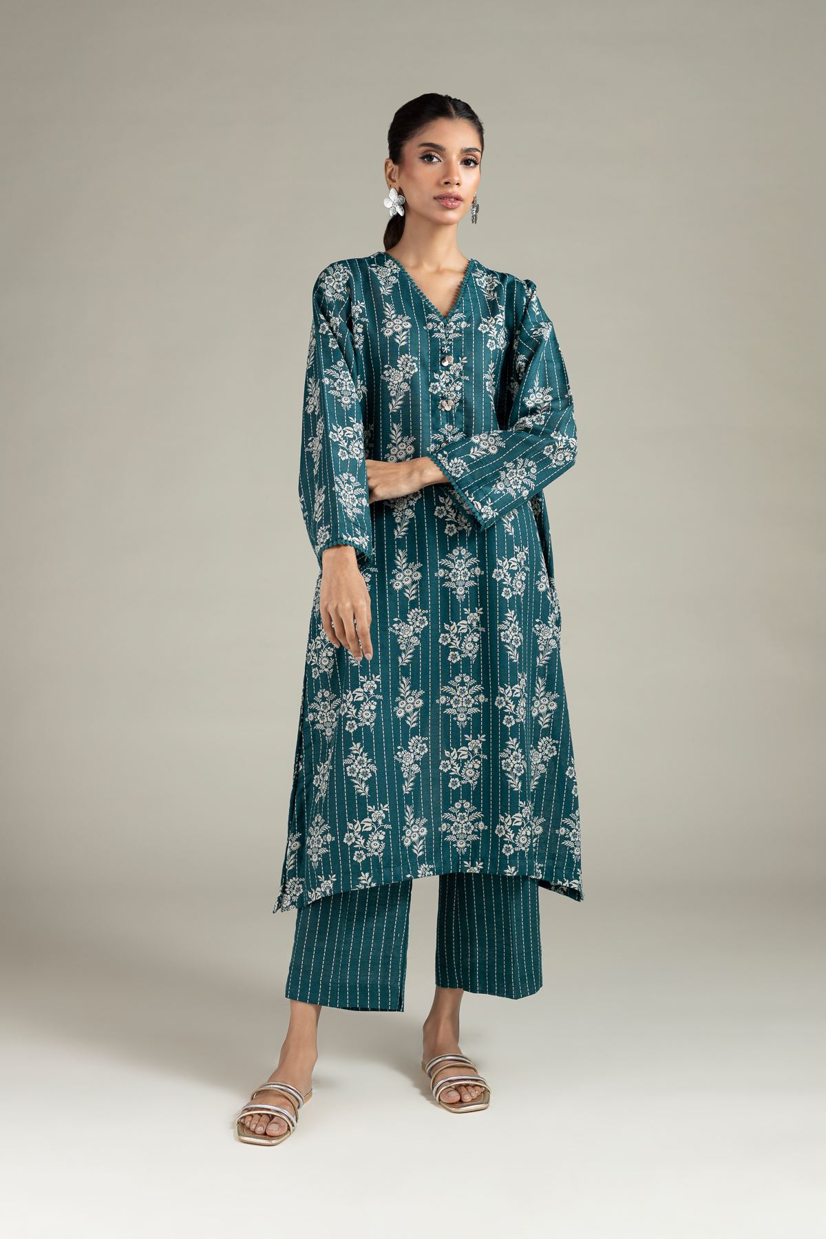 Dyed Textured Cotton Kurta - 25-09-9S3-07TB-VG