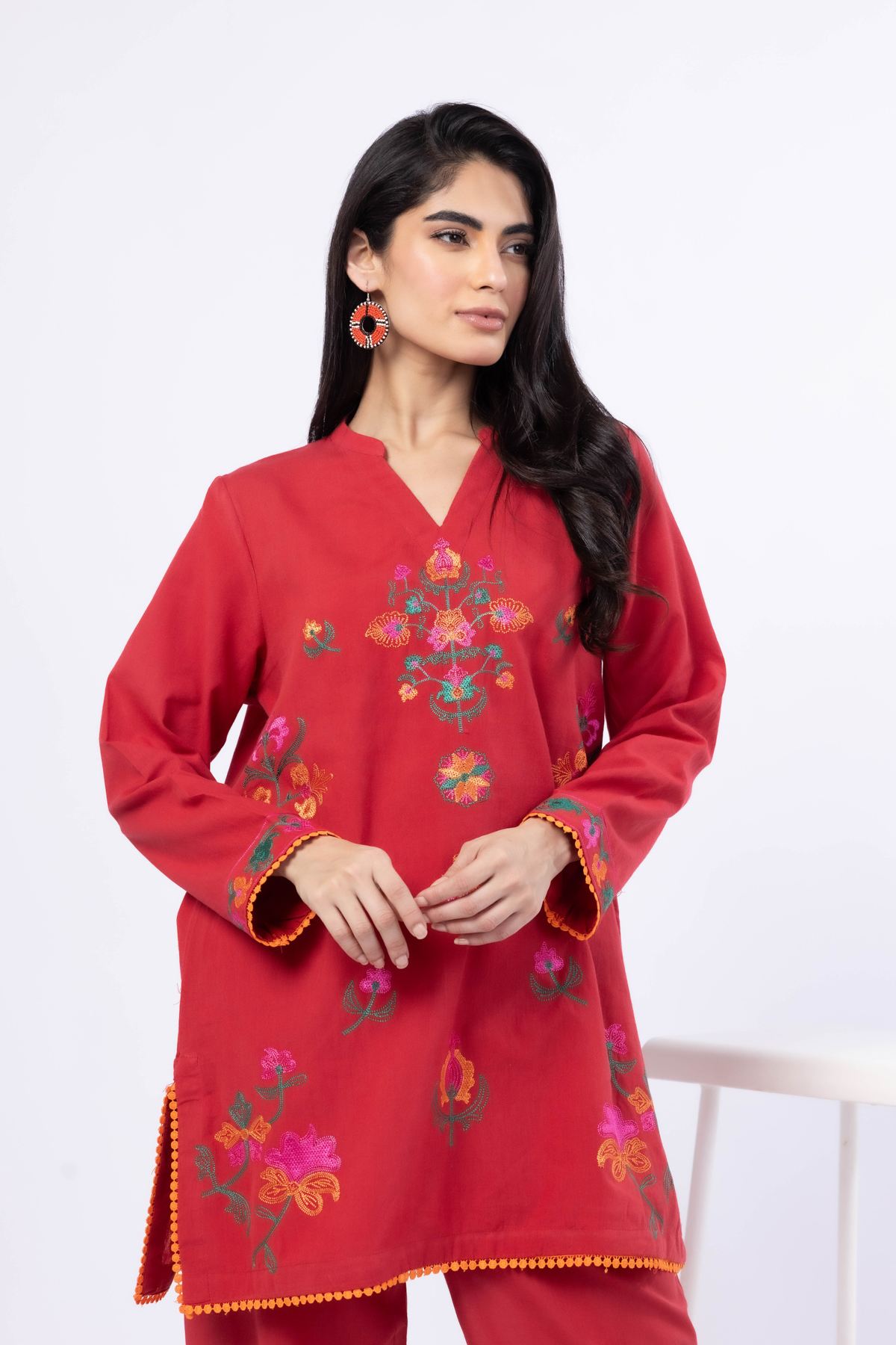 Embroidered Handwoven Cotton Kurta - 25-09-9S3-07TB-VG