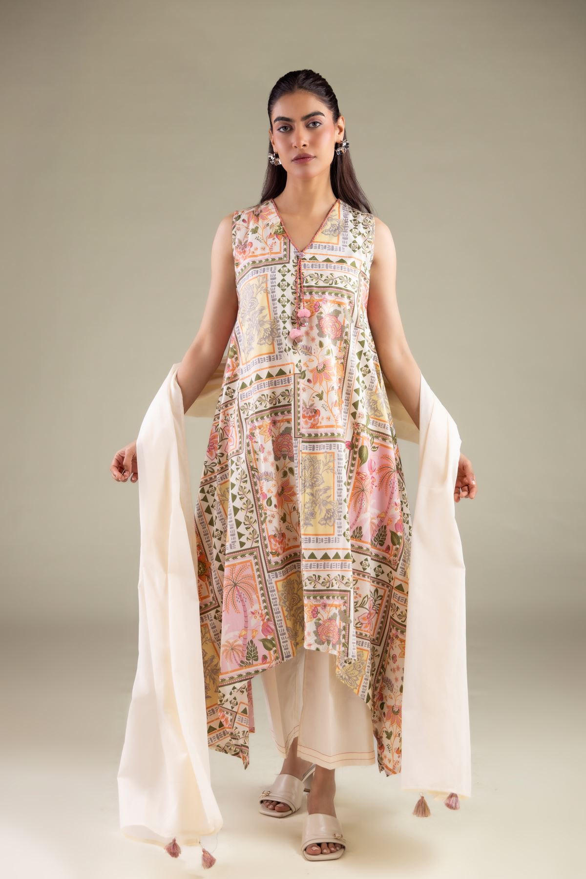 Printed Lawn Summer Solid Dupatta - 1-26-127-A-B-VG