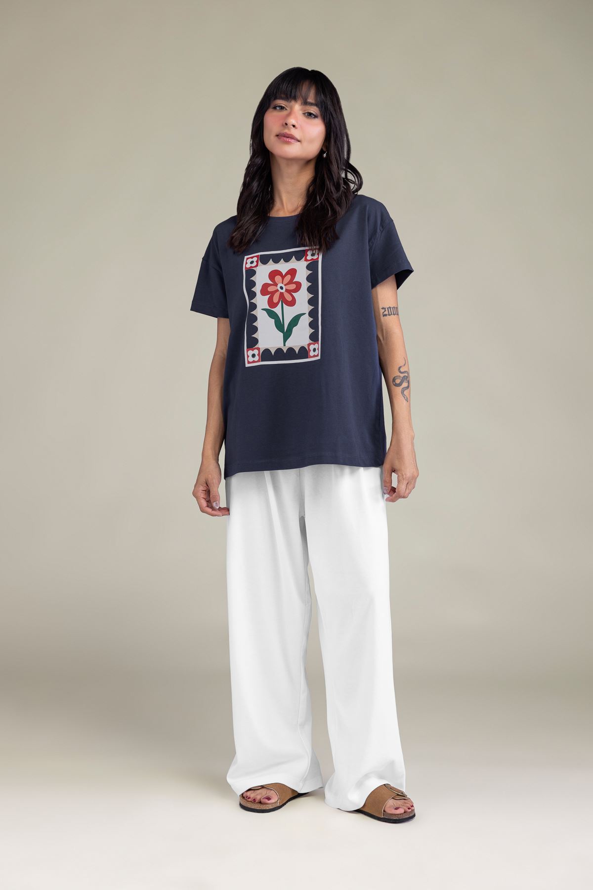 Embroidered Interlock White Trousers - 3-26-204-A-F1-VG