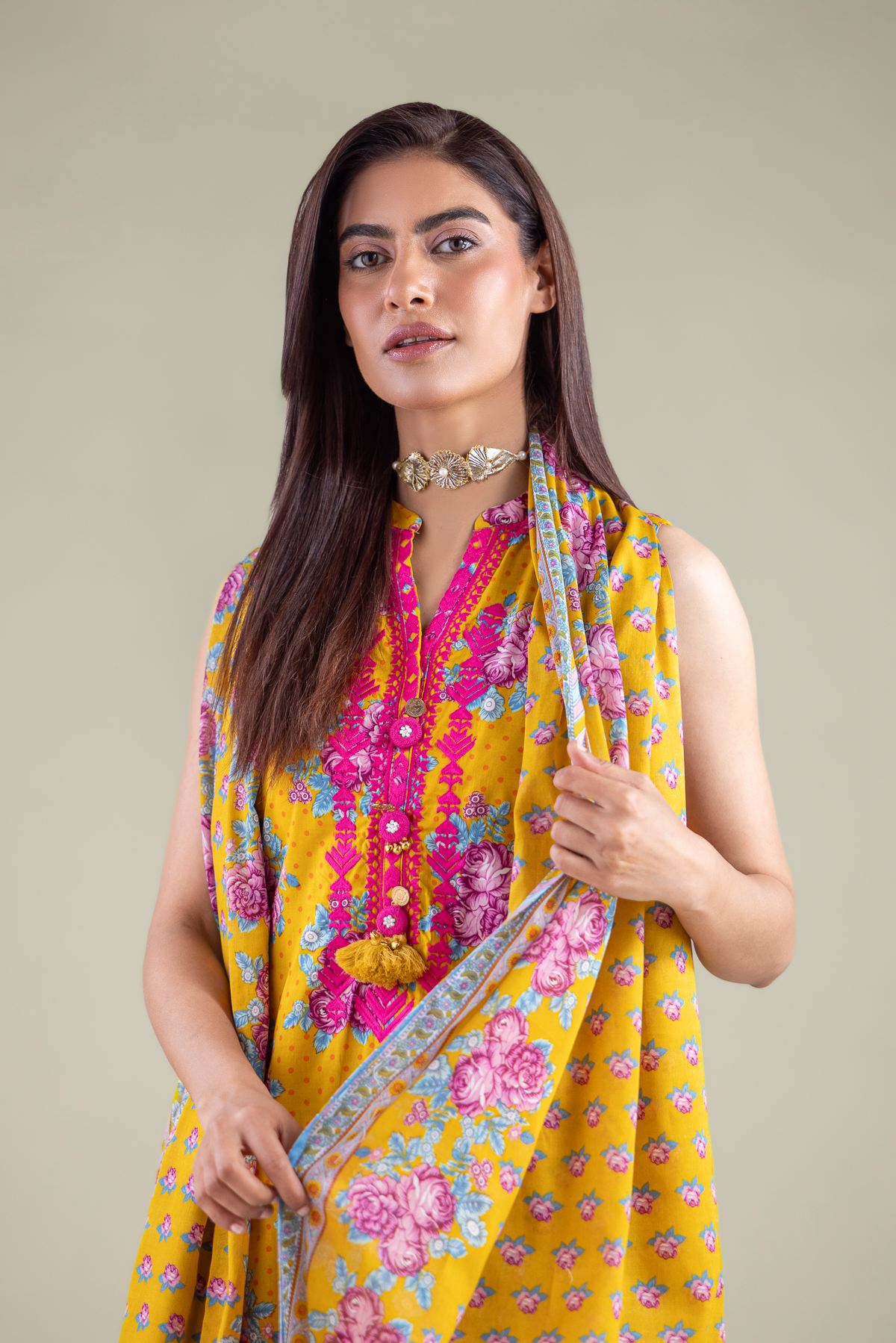 Embroidered Lawn Dupatta - 1-26-122-C-G-VG
