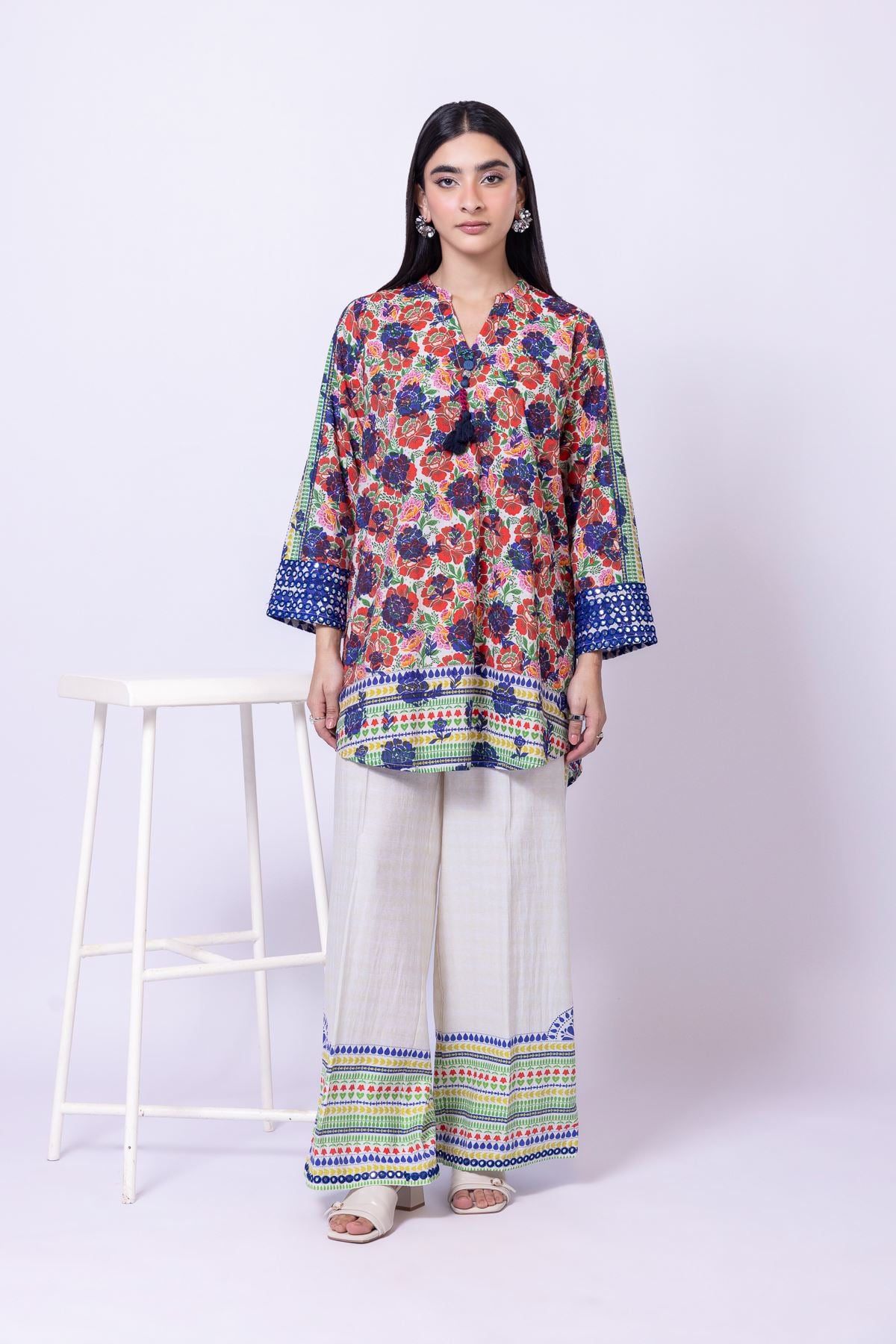 Embroidered Raw Silk Kurta - 25-09-9S1-07TB-VG