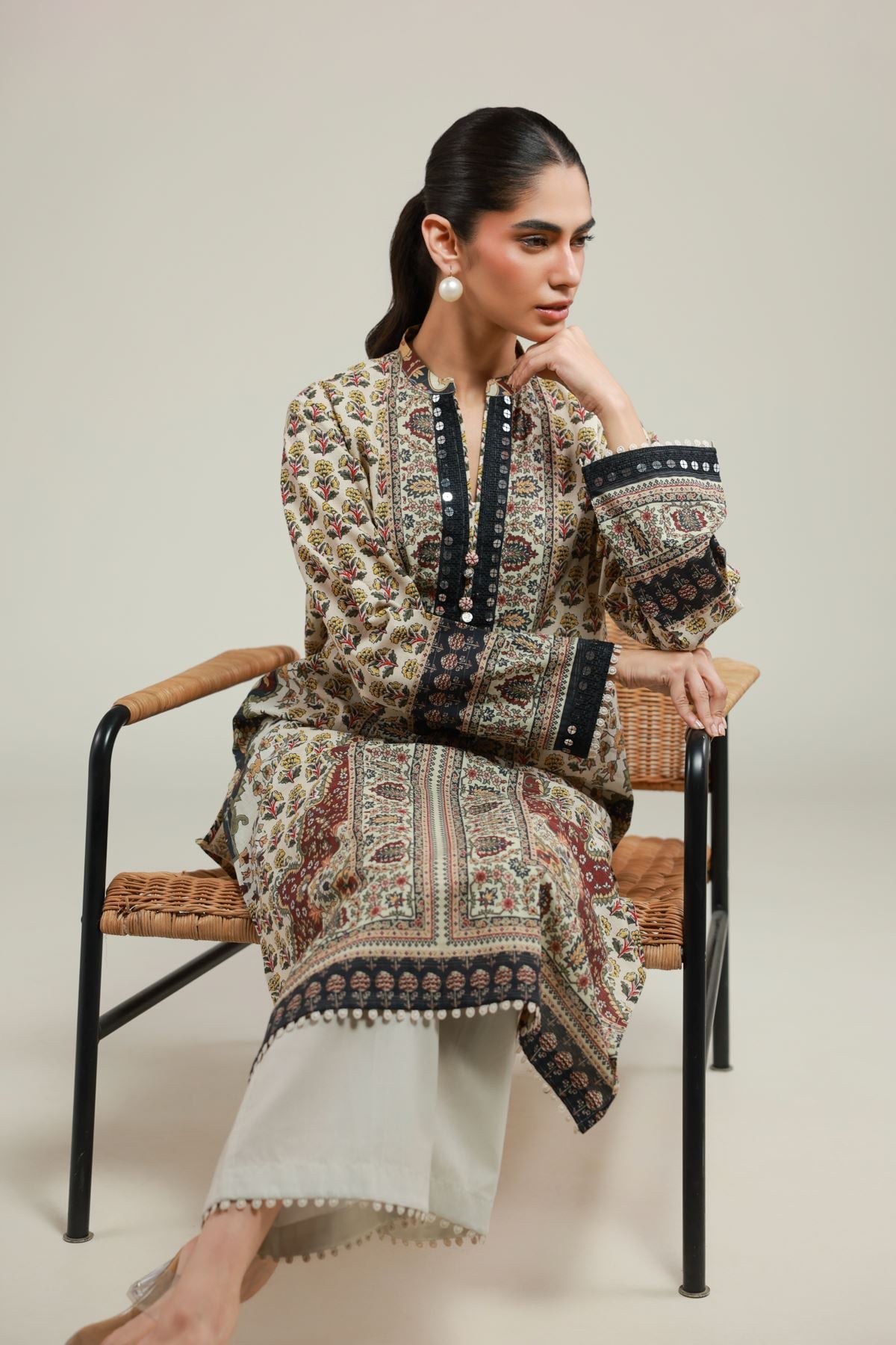 Embroidered Messuri Fabrics 2 Piece | Top and Bottom - A113-26-111EE1-VG