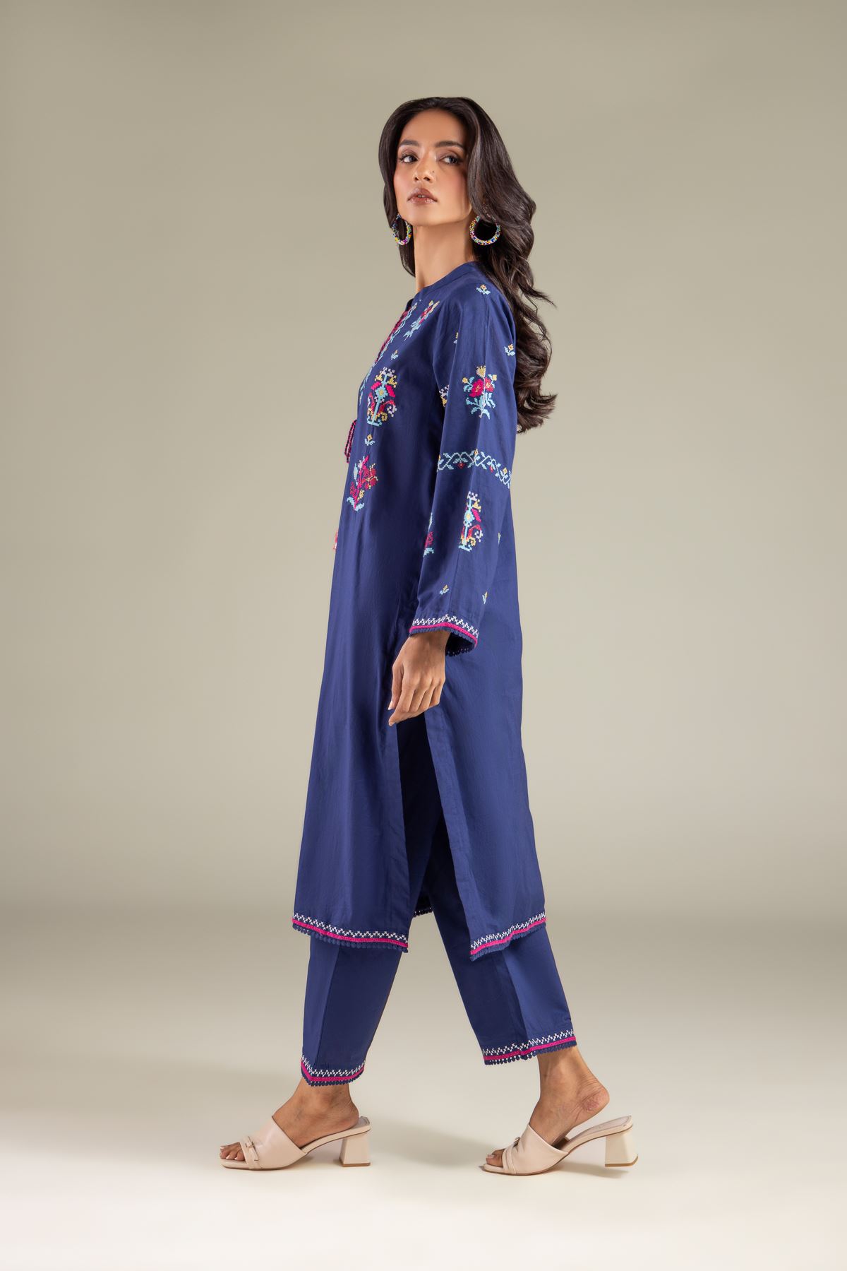 Embroidered Cambric Geometric Lace Kurta - 1-26-108-A-F-VG