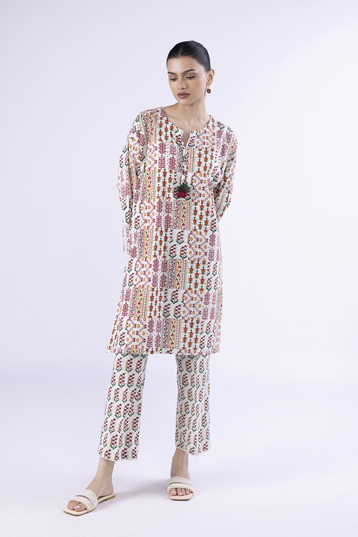 Printed Crosshatch Poplin Pants - 25-04E48-07TA-VG