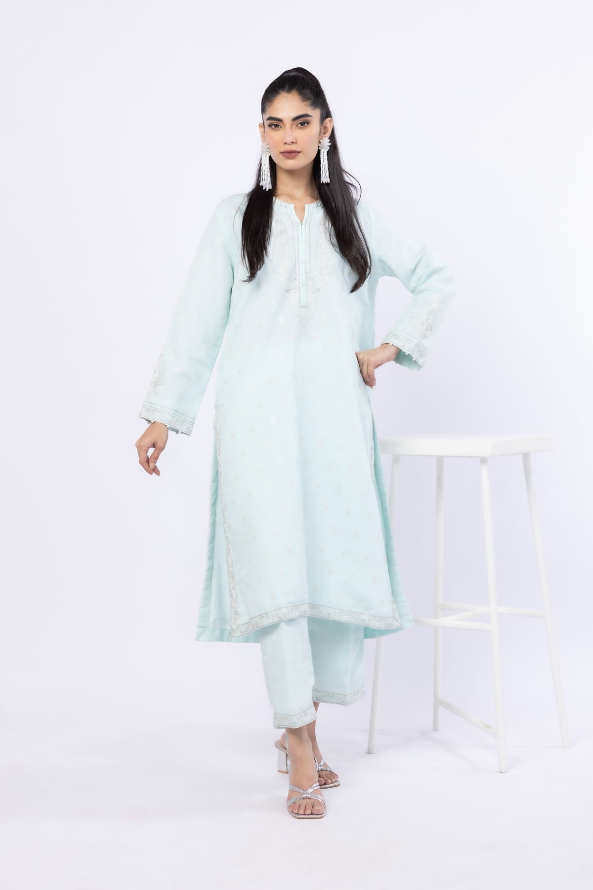 Embroidered Cotton Reflex Kurta - 25-07-7E9-03TA-VG