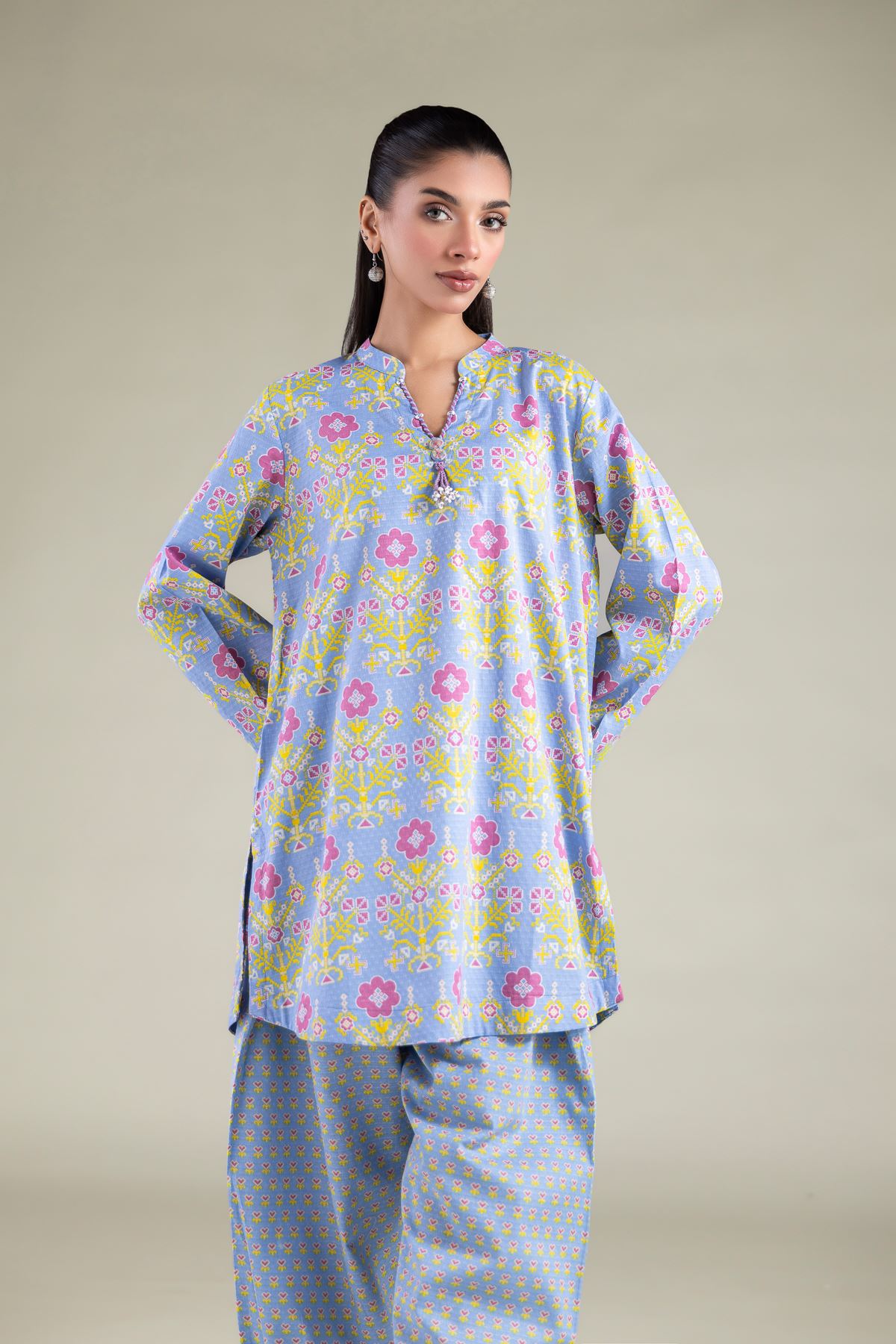 Printed Cotton Dobby Kurta - 25-00-X2-08TB-VG