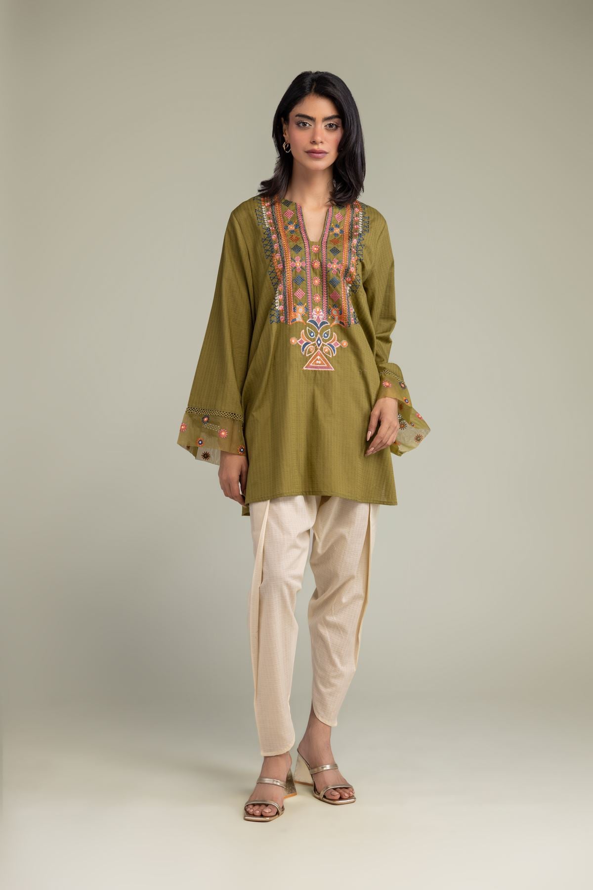 Embroidered Cotton Dobby Solid Cotton Shalwar - 1-26-102-A-F-VG