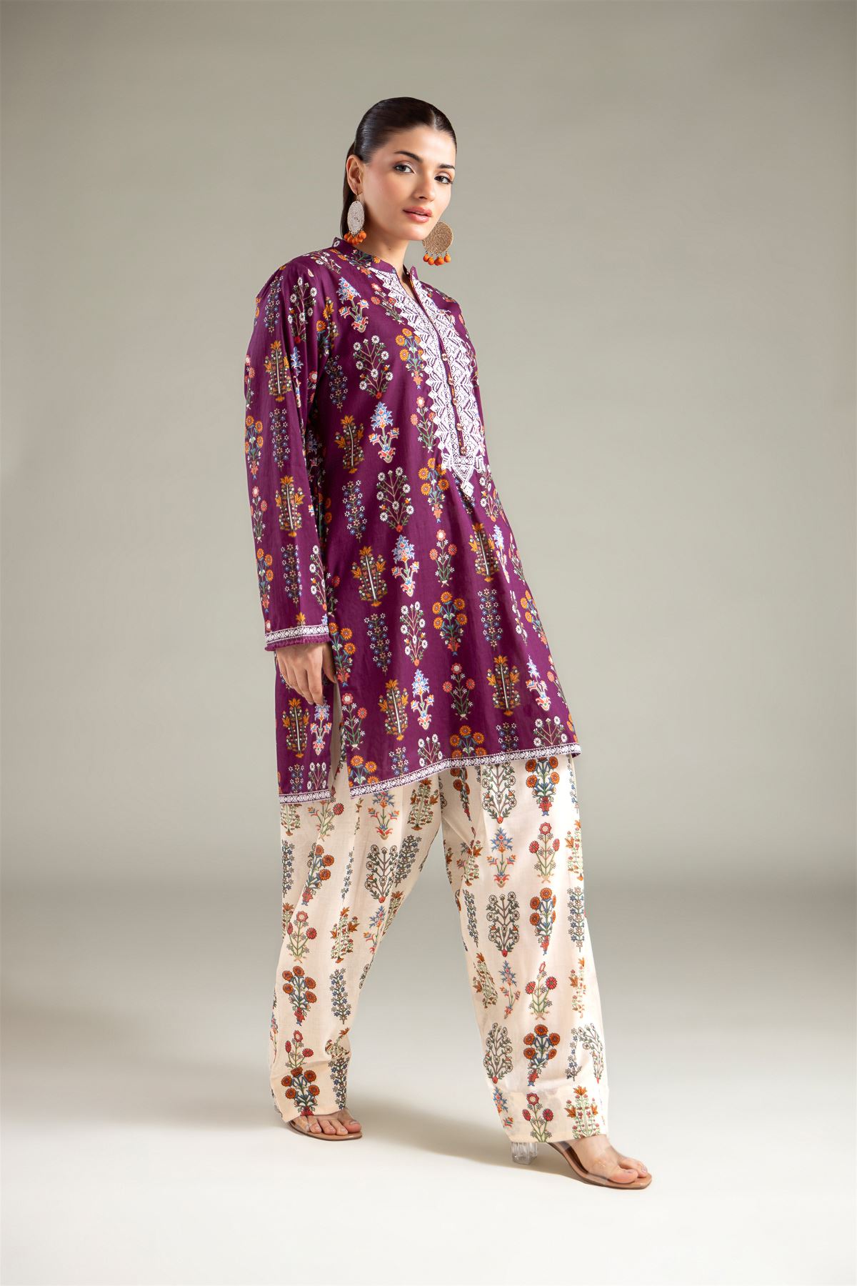 Embroidered Lawn Fabrics 2 Piece | Top and Bottom - A11-26-107FG1-VG