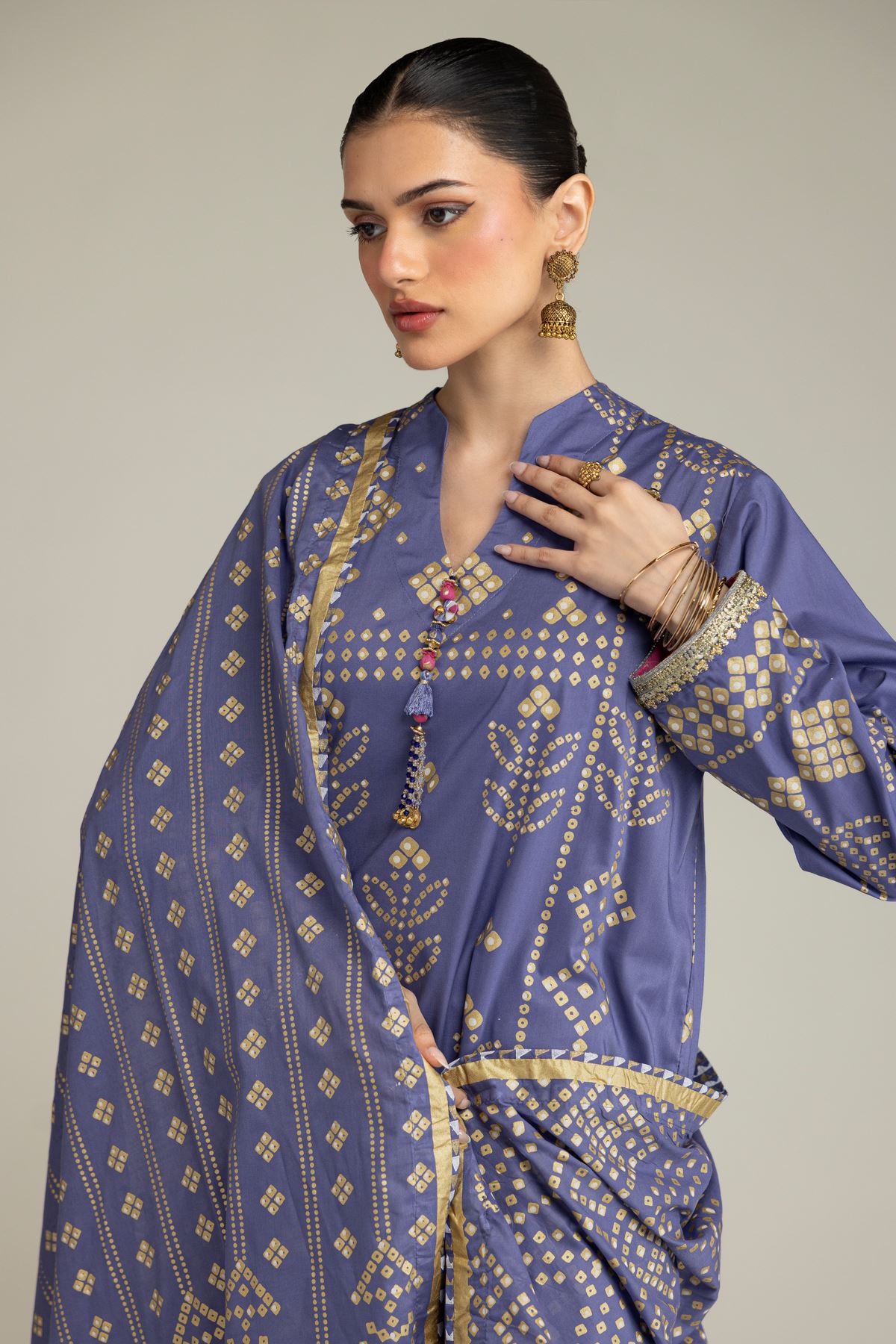 Embroidered Cambric 2-Piece Co-ords Set - 12-26-116-F-C-VG