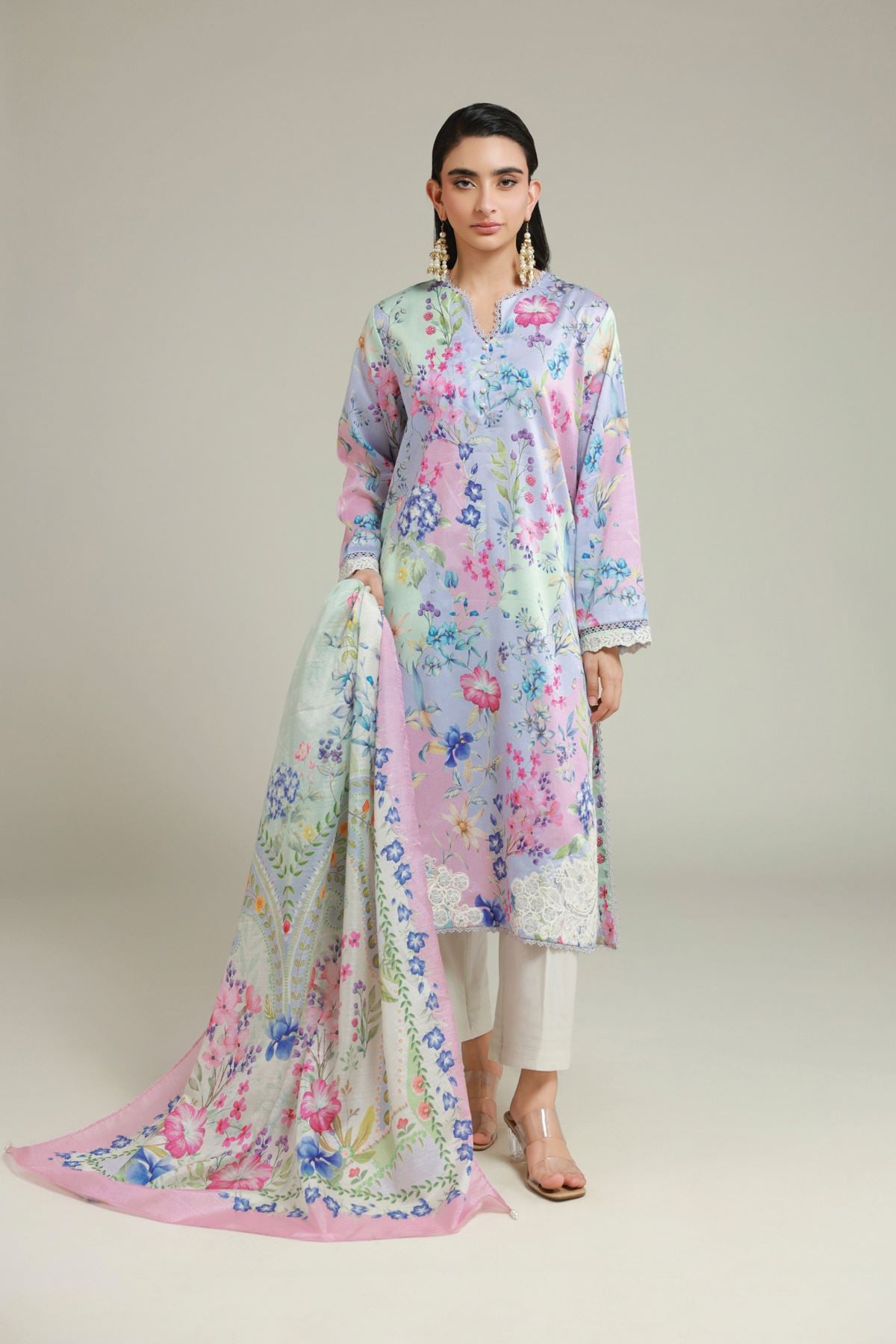 Printed Satin Fabrics 3 Piece - A22-26-102FC1-VG