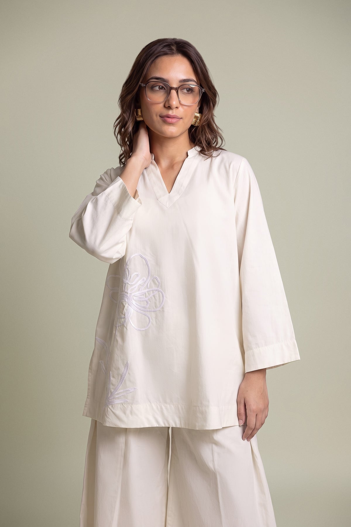 Dyed Poplin Short Poplin Kurta - 1-26-244-A-D1-VG