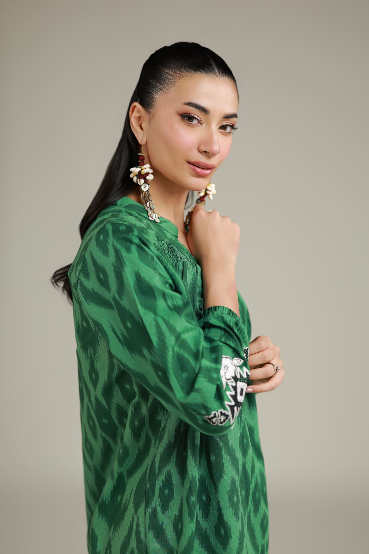 Embroidered Cotton Dobby Green Cotton Kurta - 1-26-228-A-H2-VG