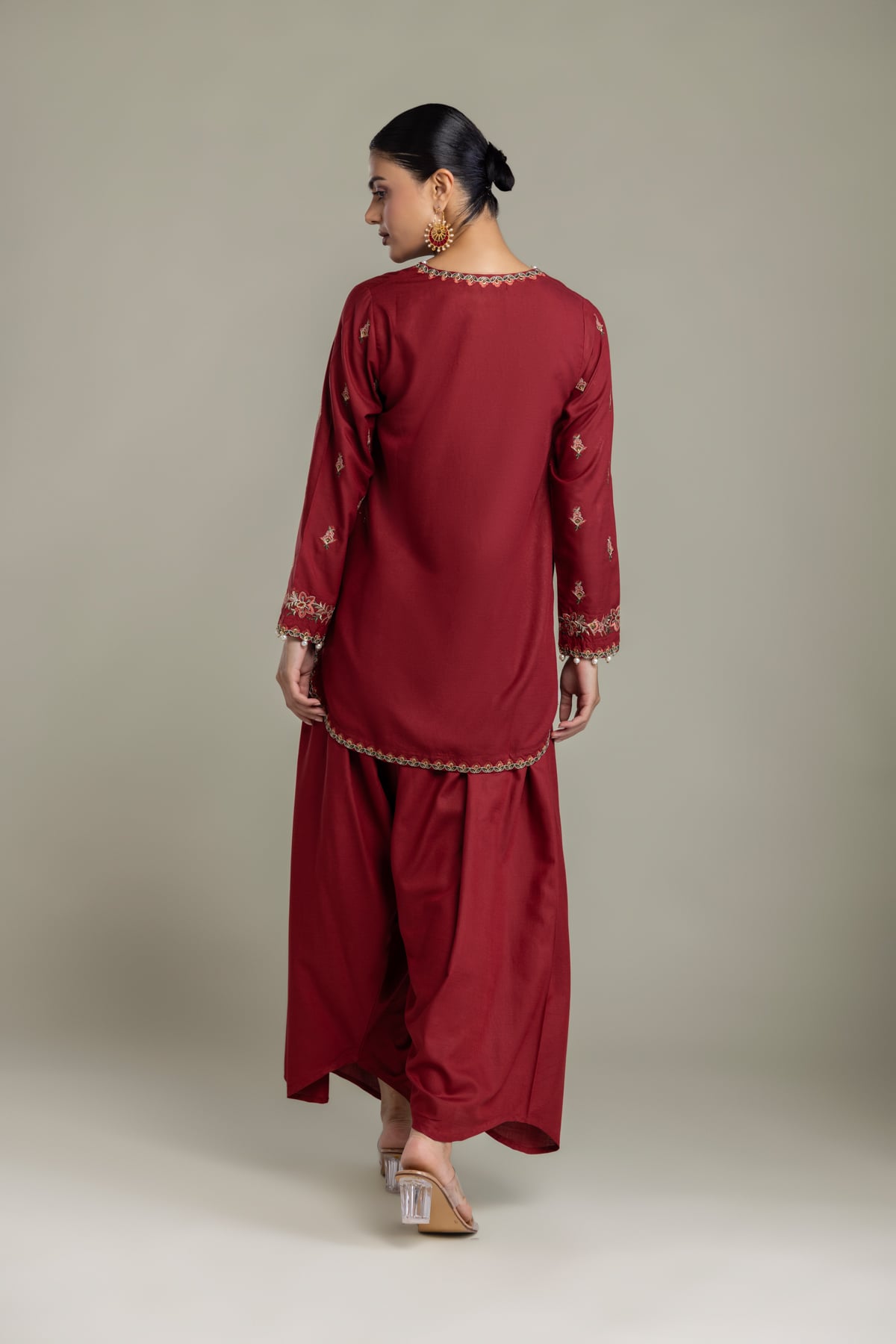 Embroidered Raw Silk Floral Silk Kurta - 2-26-202-A-D-VG