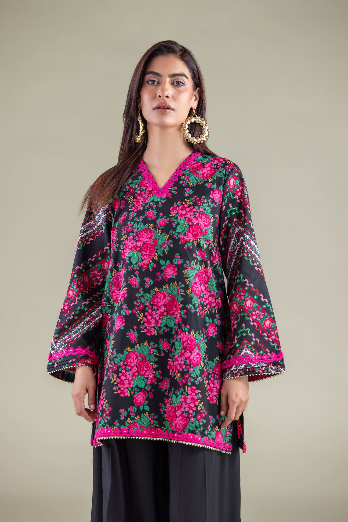 Embroidered Cambric Kurta - 1-26-112-A-F-VG