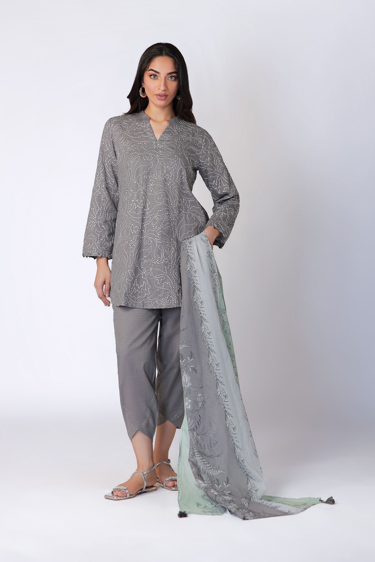 Printed Lawn Dupatta - 25-08-8E4-07TA-VG