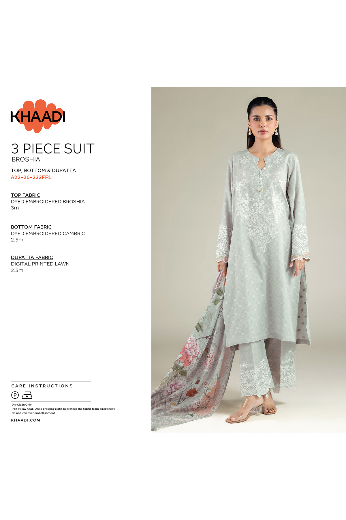 Embroidered Broshia Fabrics 3 Piece - A22-26-209FB1-VG