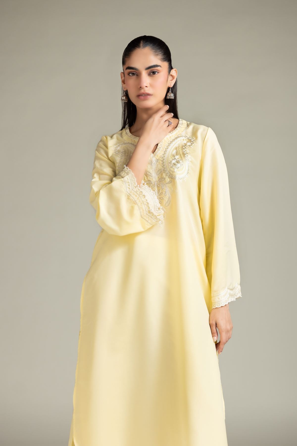 Embroidered Blended Cambric Kurta - 1-26-104-A-A-VG
