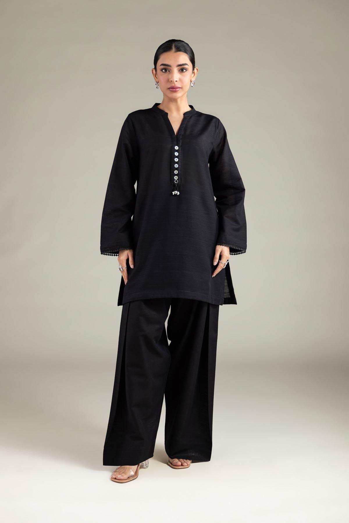 Dyed Textured Cotton Short Solid Kurta - 1-26-109-A-J-VG