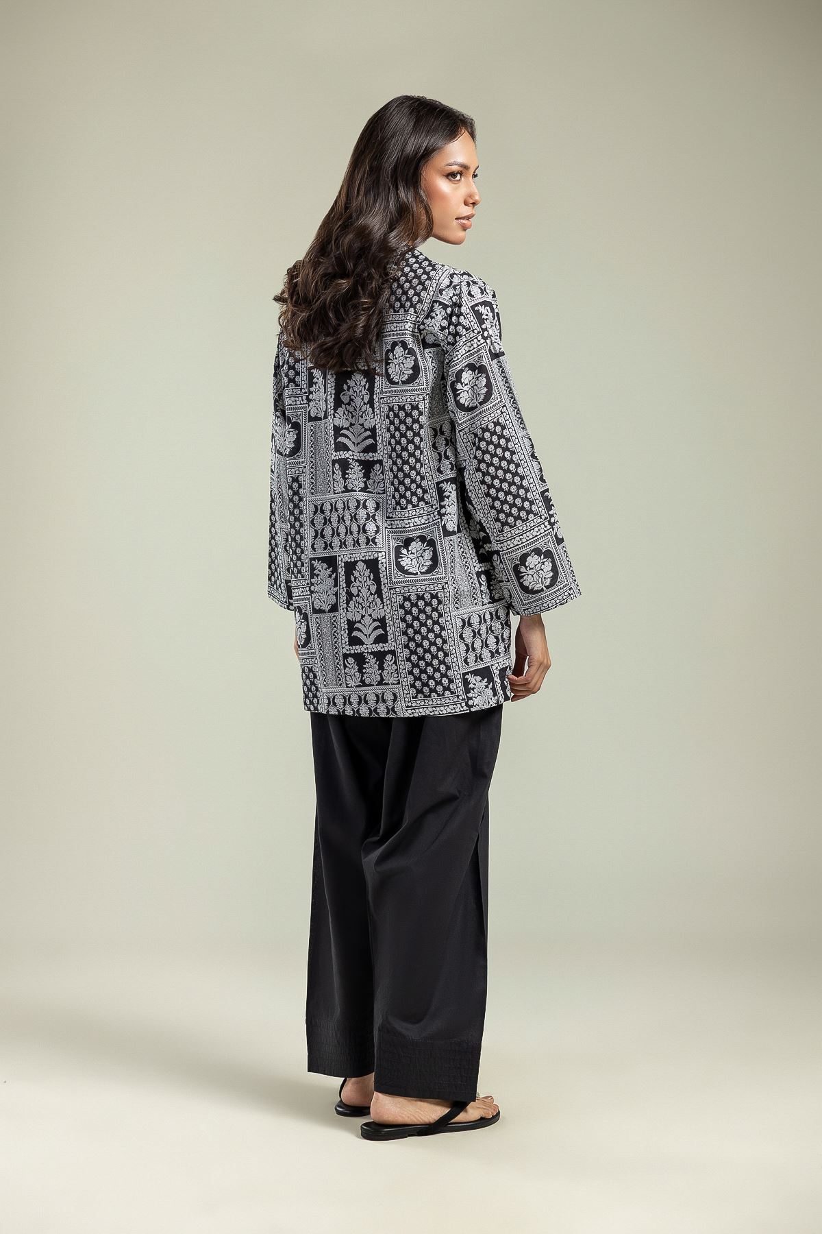 Printed Cambric Black Floral Kurta - 1-26-208-A-H2-VG