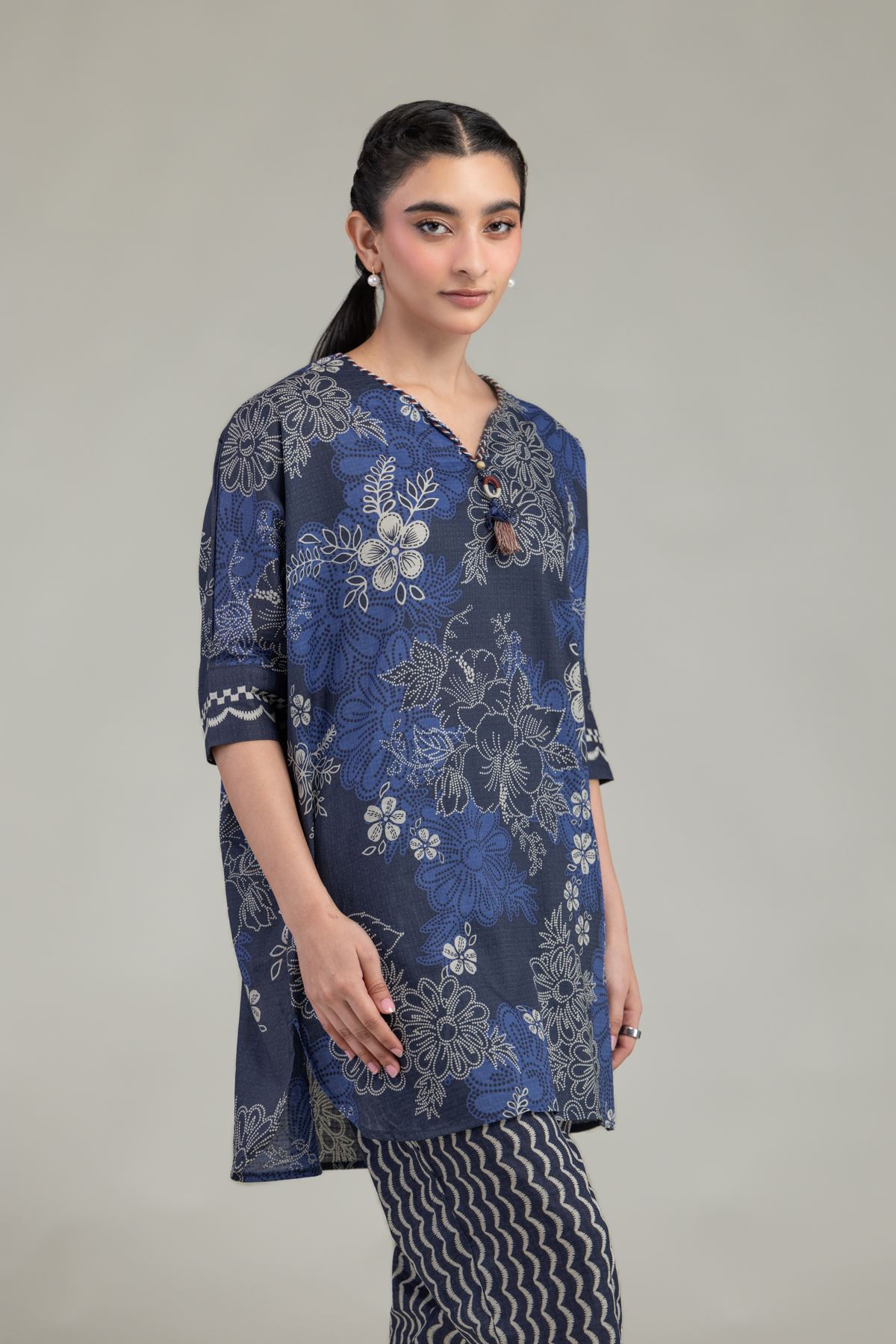 Printed Cotton Dobby Short Floral Kurta - T-A11-26-118FI2-VG