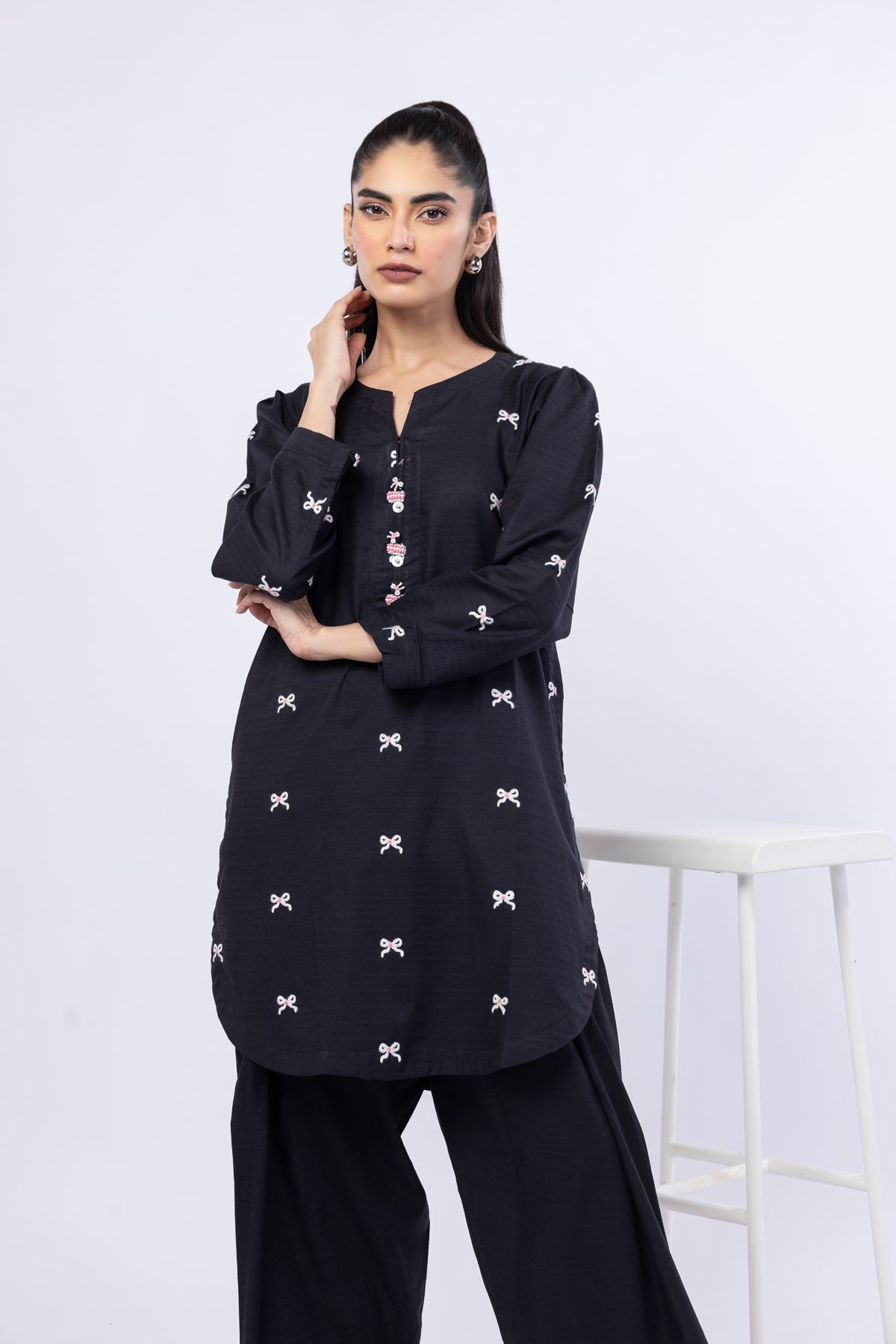 Embroidered Cotton Dobby Kurta - EST24183T-VG