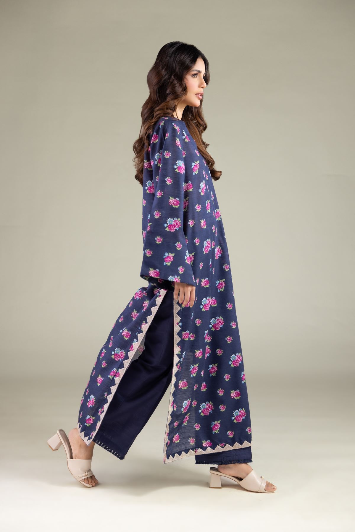 Embroidered Textured Cotton Summer Relaxed Pants - 1-26-119-A-B-VG