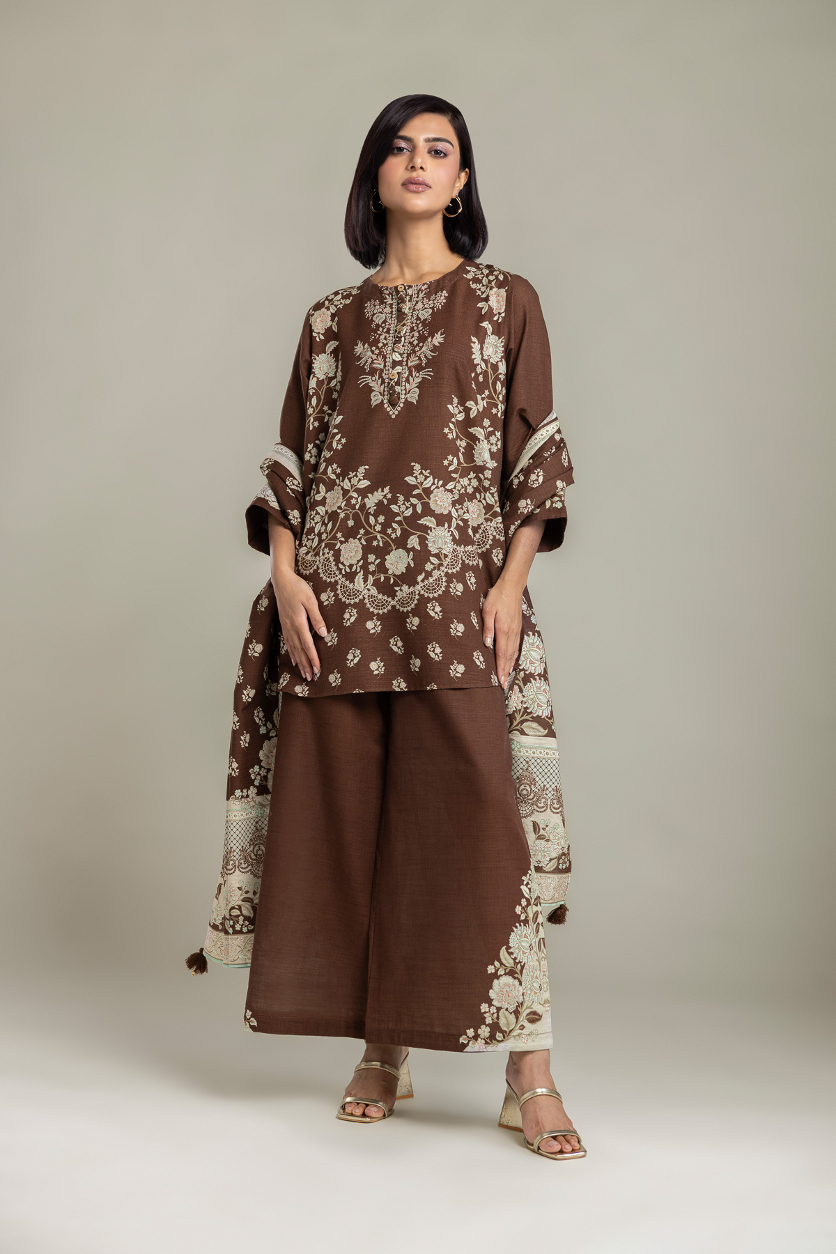 Printed Light Khaddar Tailored 3-Piece Set - 1-26-226-A-A2-VG