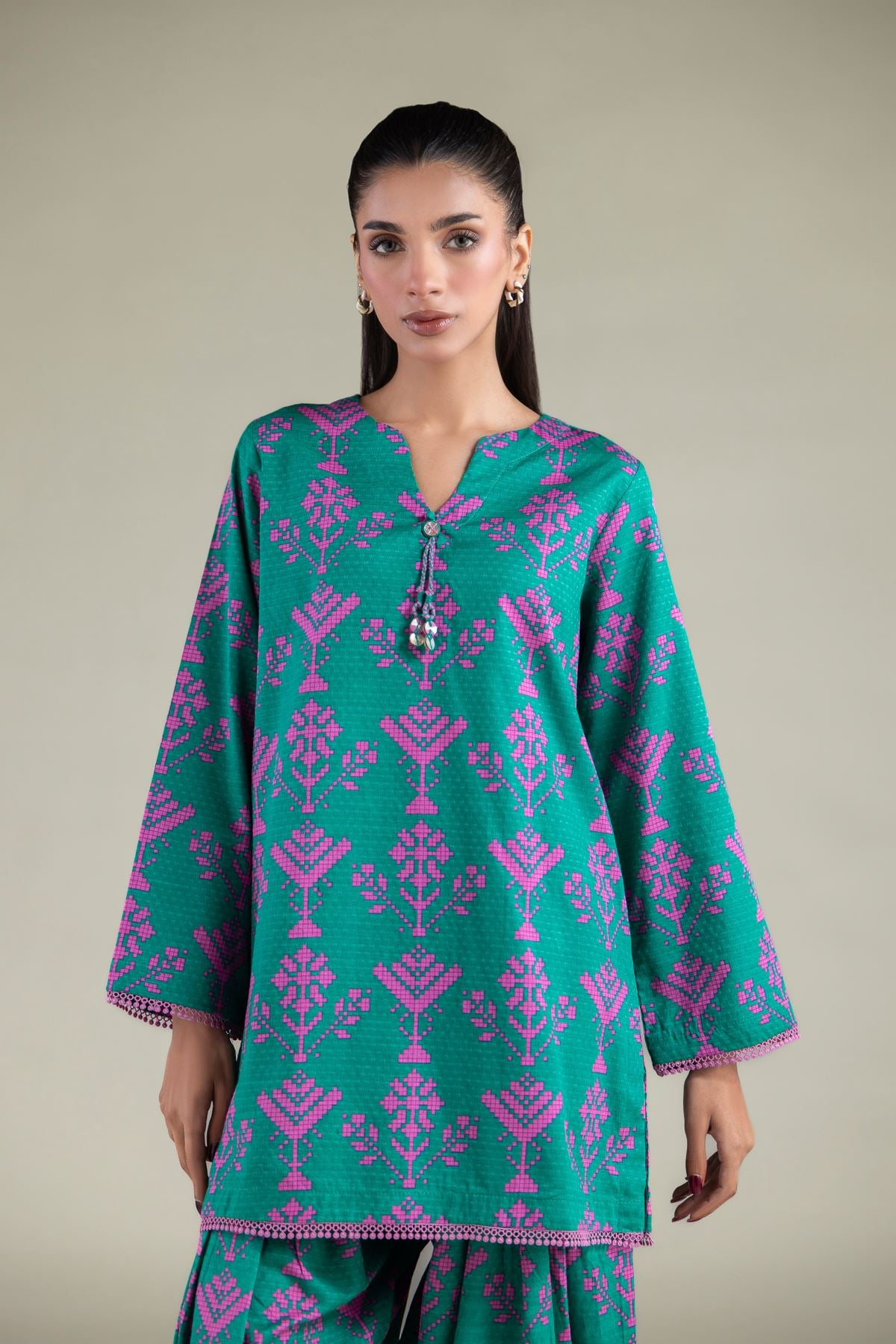 Printed Cotton Dobby Kurta - 1001926902