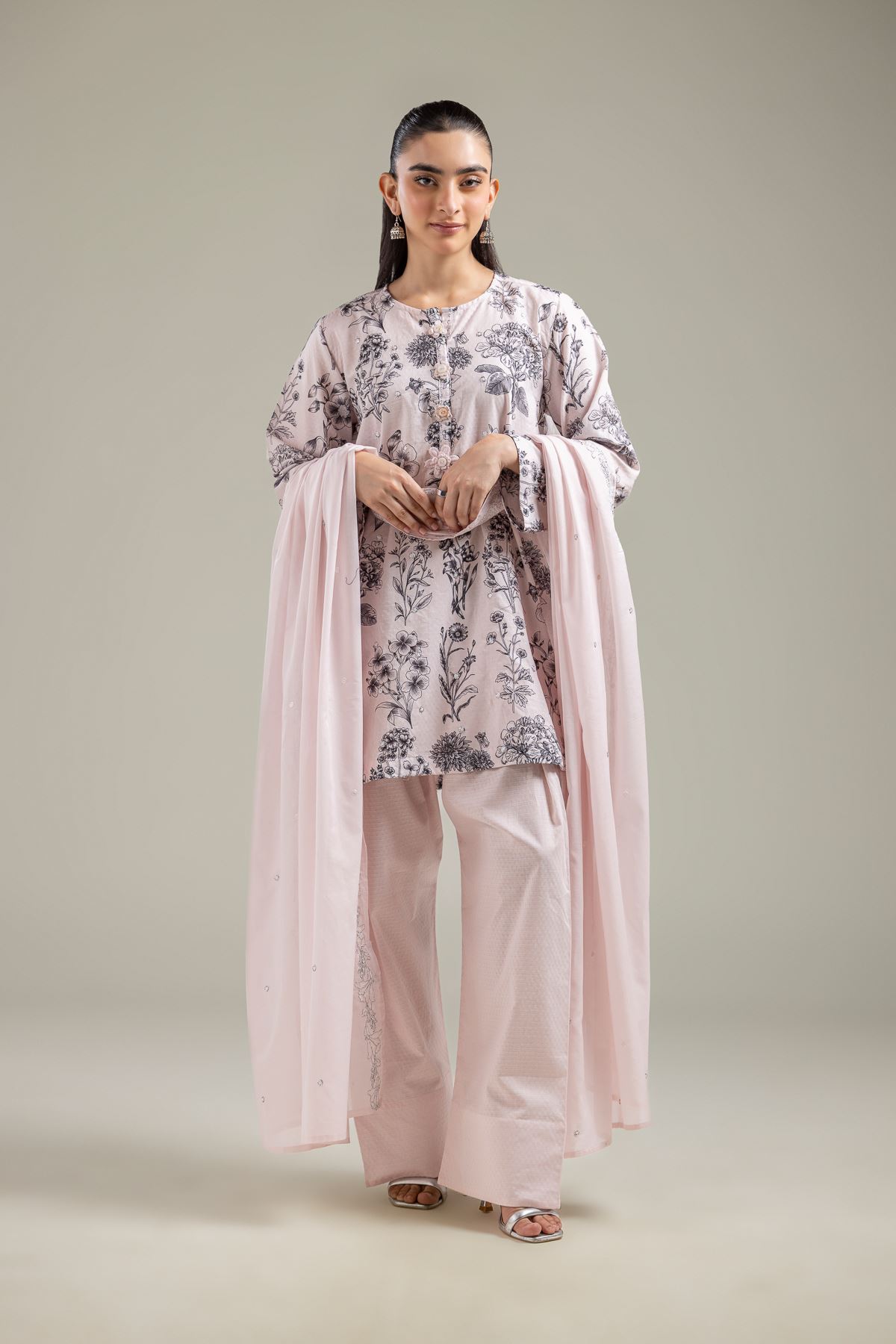 Embroidered Lawn Pink Lawn Dupatta - 1-26-118-A-D-VG