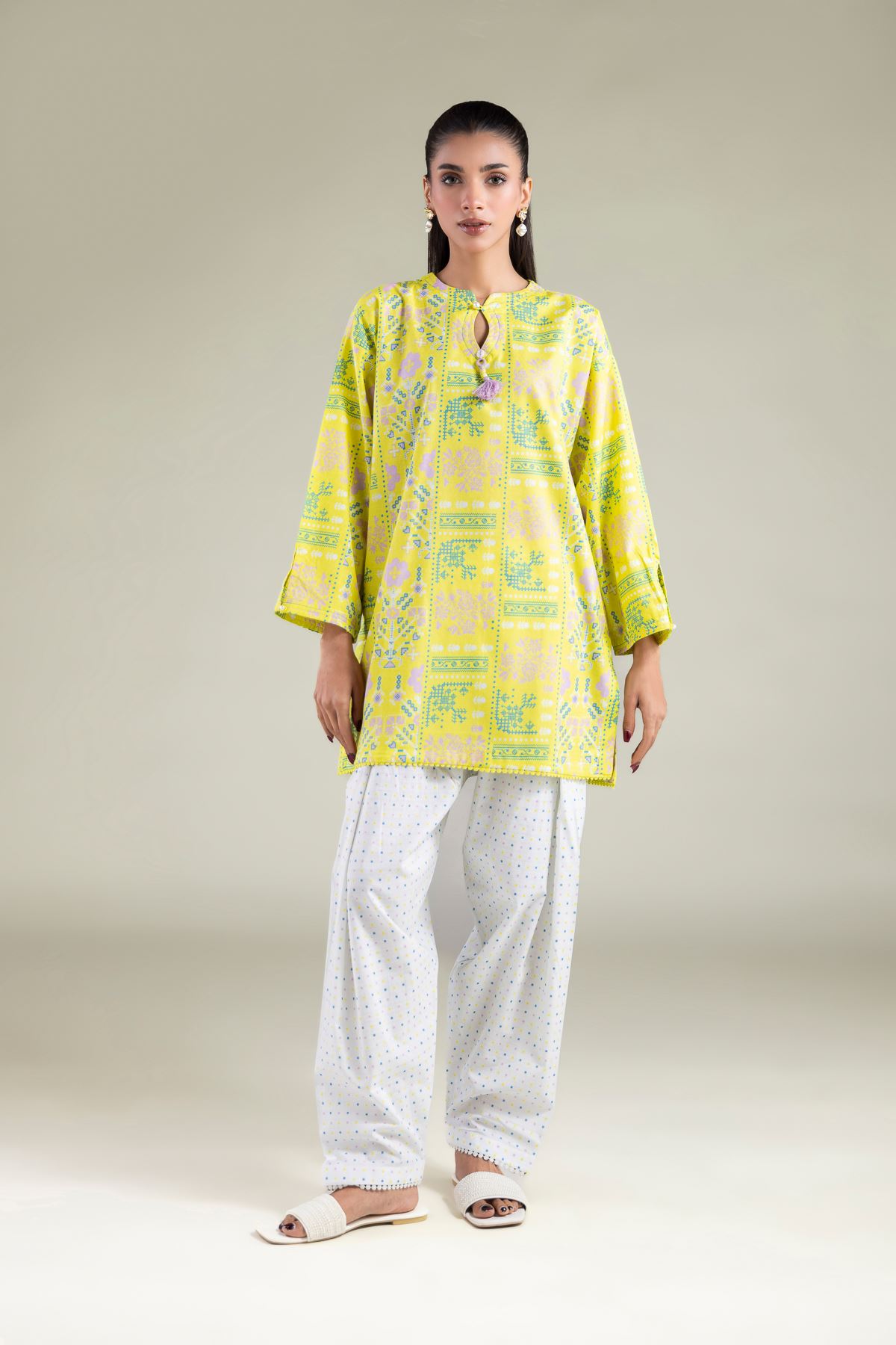 Printed Cotton Dobby Kurta - 25-00-X2-08TB-VG