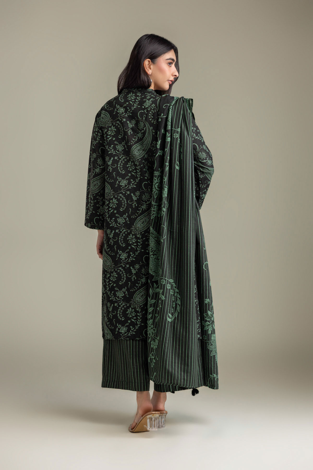 Printed Light Khaddar Tailored 3-Piece Set - 2-26-308-A-G1-VG