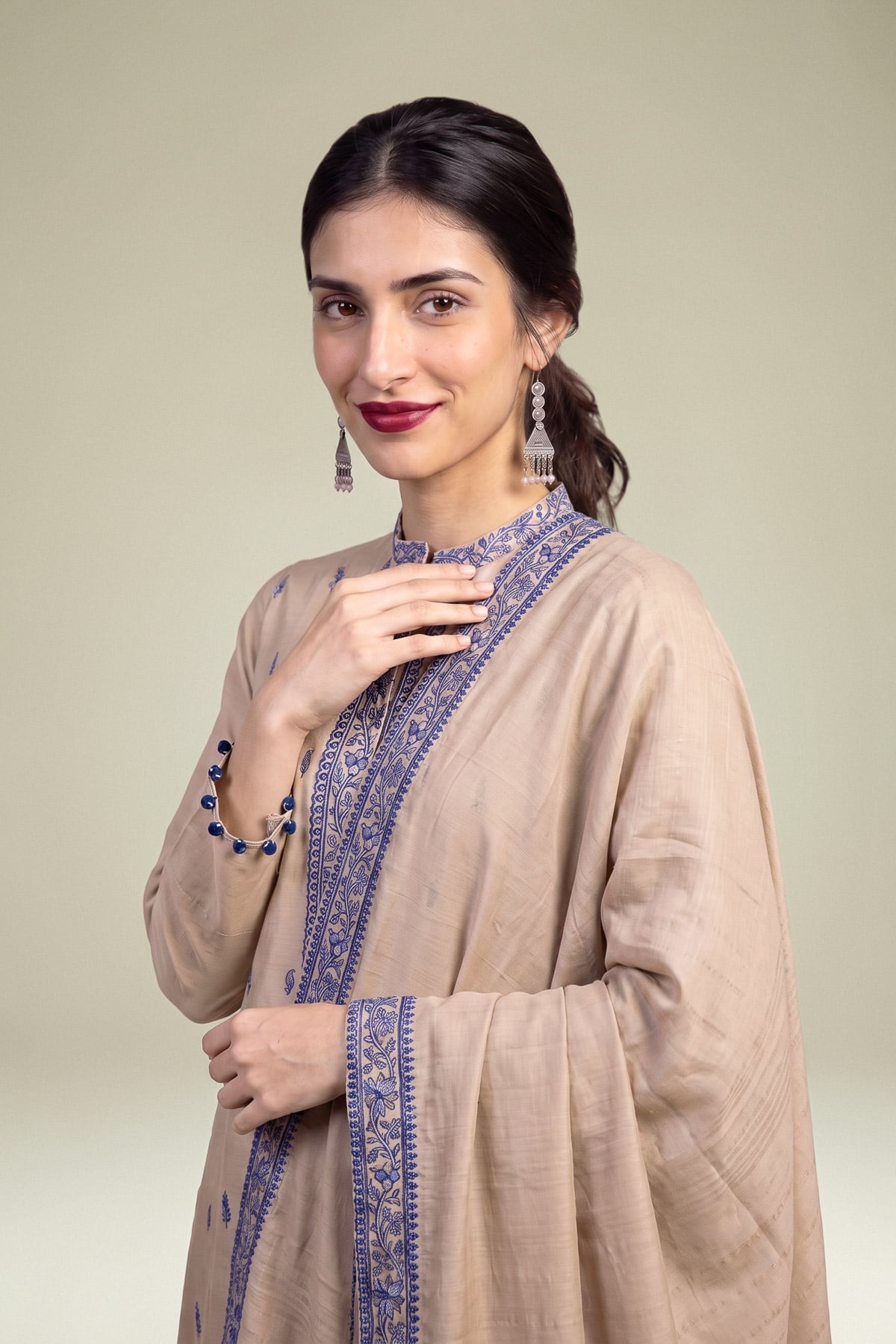 Embroidered Polyester Silk Polyester Silk Dupatta - 1-26-102-A-F-VG
