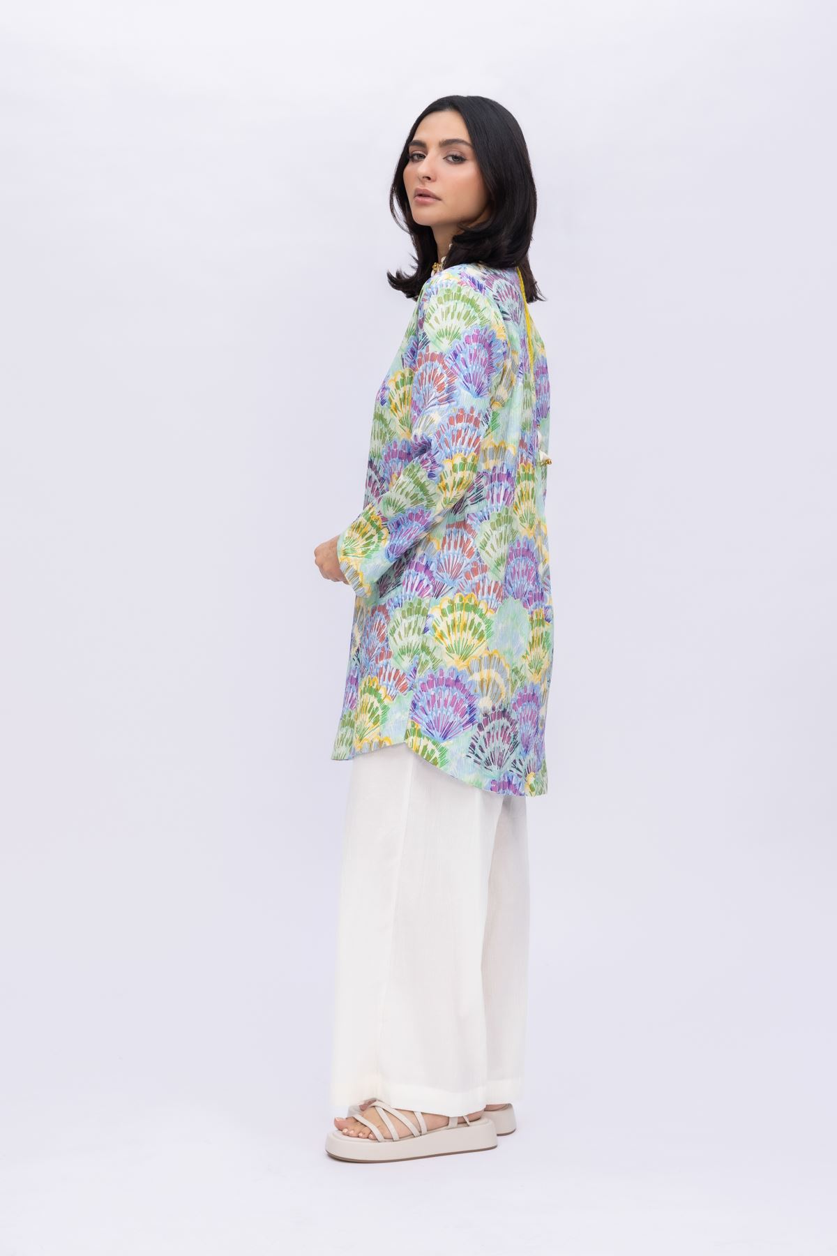Printed Ripple Crinkle Abstract Cotton Kurta - 1-26-108-A-F-VG