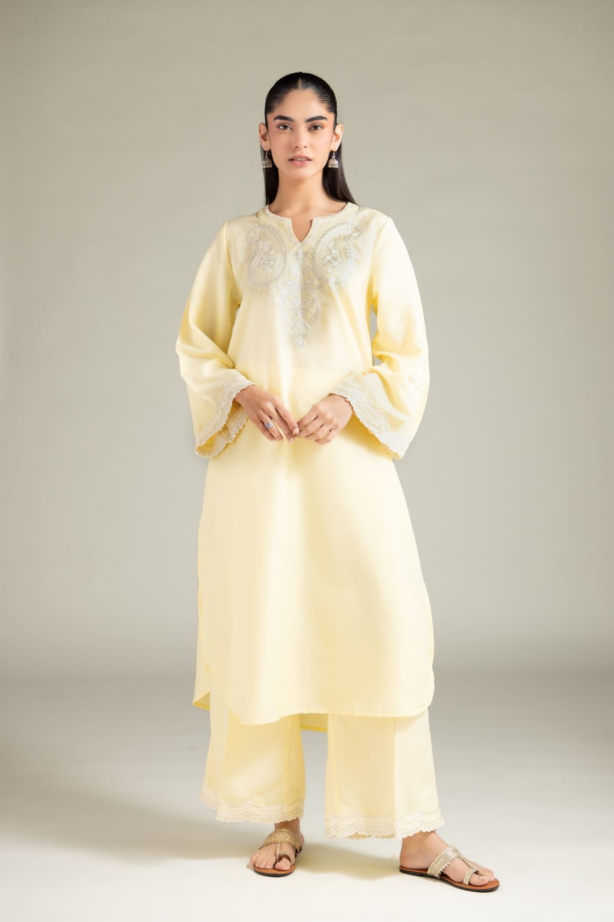 Embroidered Blended Cambric Kurta - 1-26-104-A-A-VG