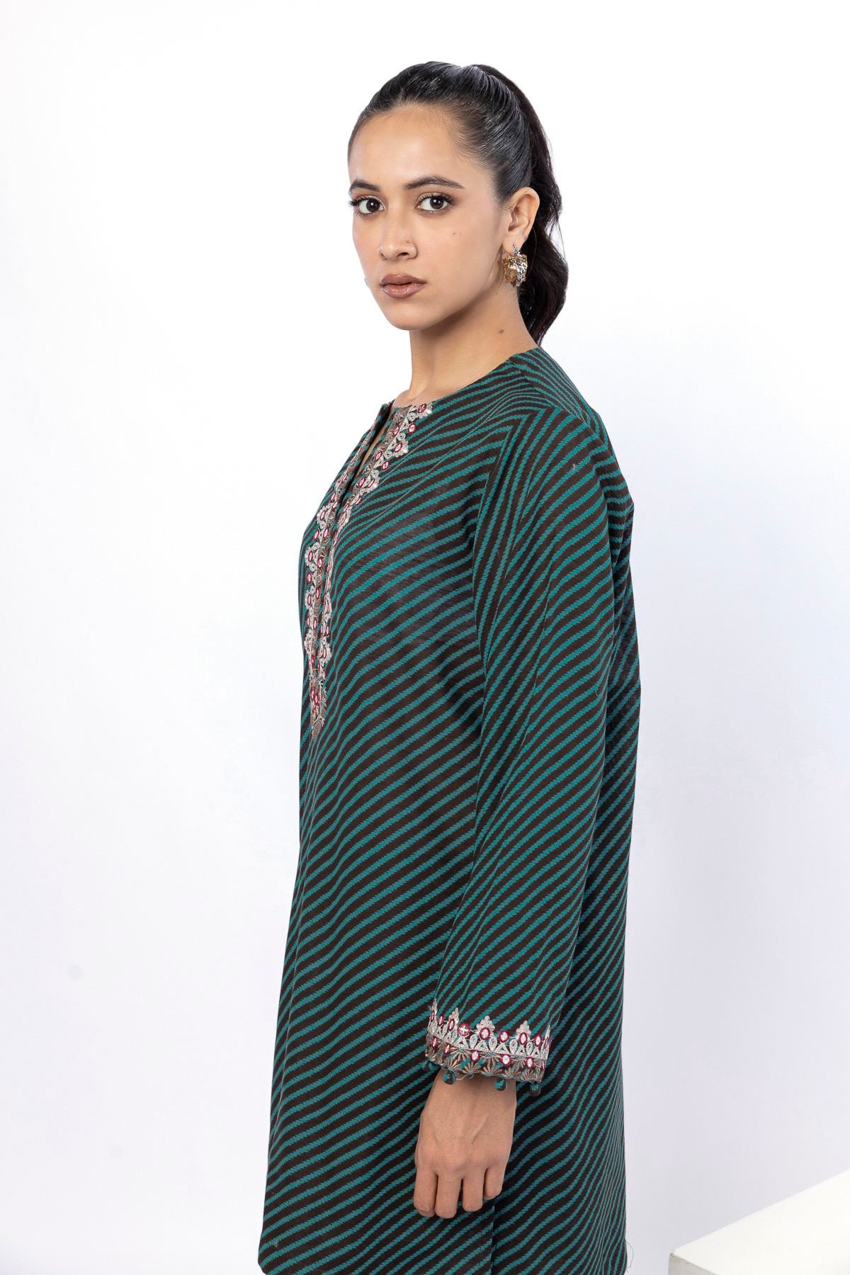 Embroidered Khaddar Fabrics 2 Piece | Top and Bottom - 1001902137