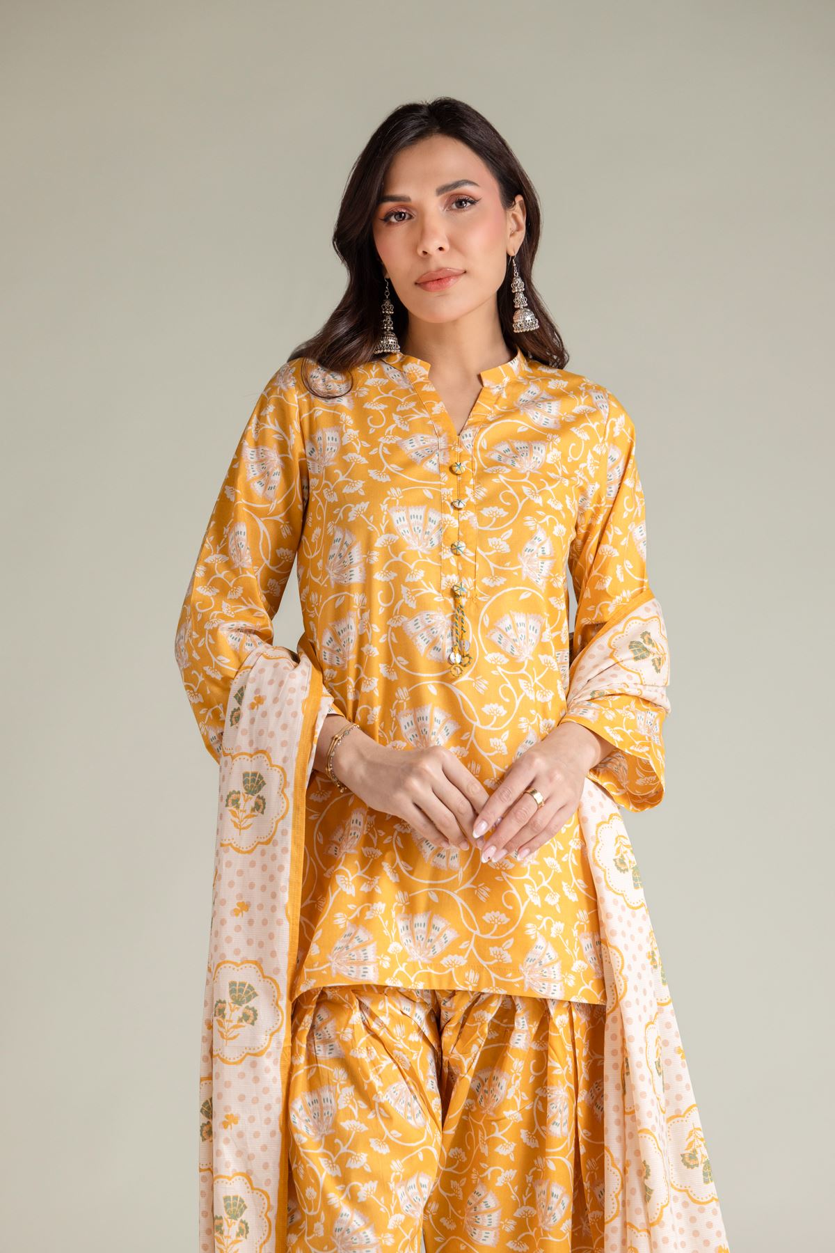 Embroidered Textured Lawn Floral Lawn Dupatta - 1-26-139-A-F-VG